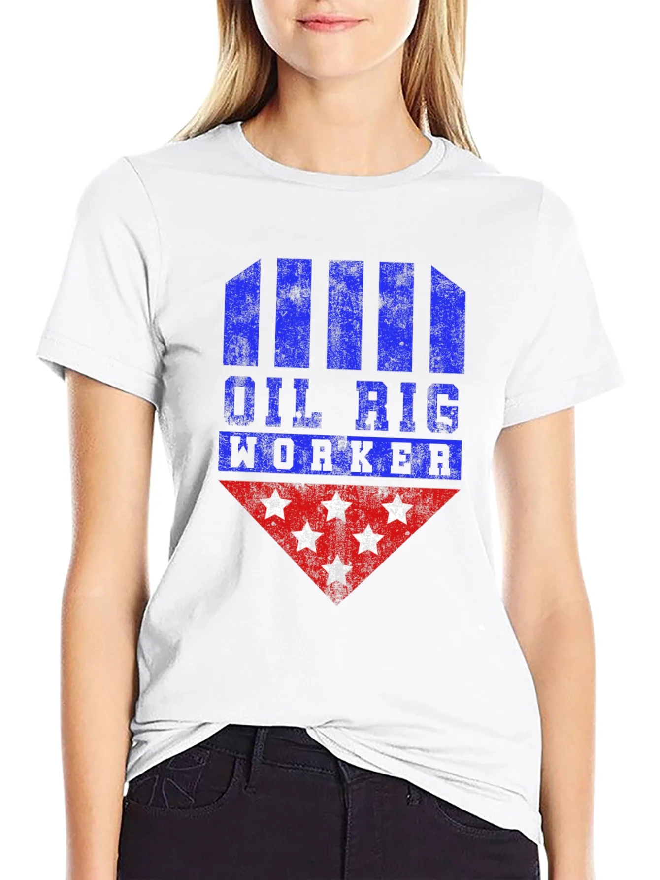 Oil Rig Worker Graphic Tee - Distressed Design