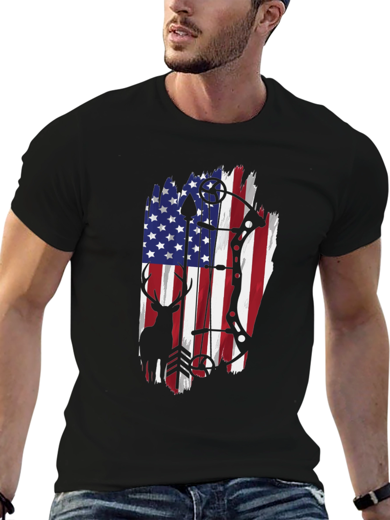 American Flag Deer Hunting T-Shirt