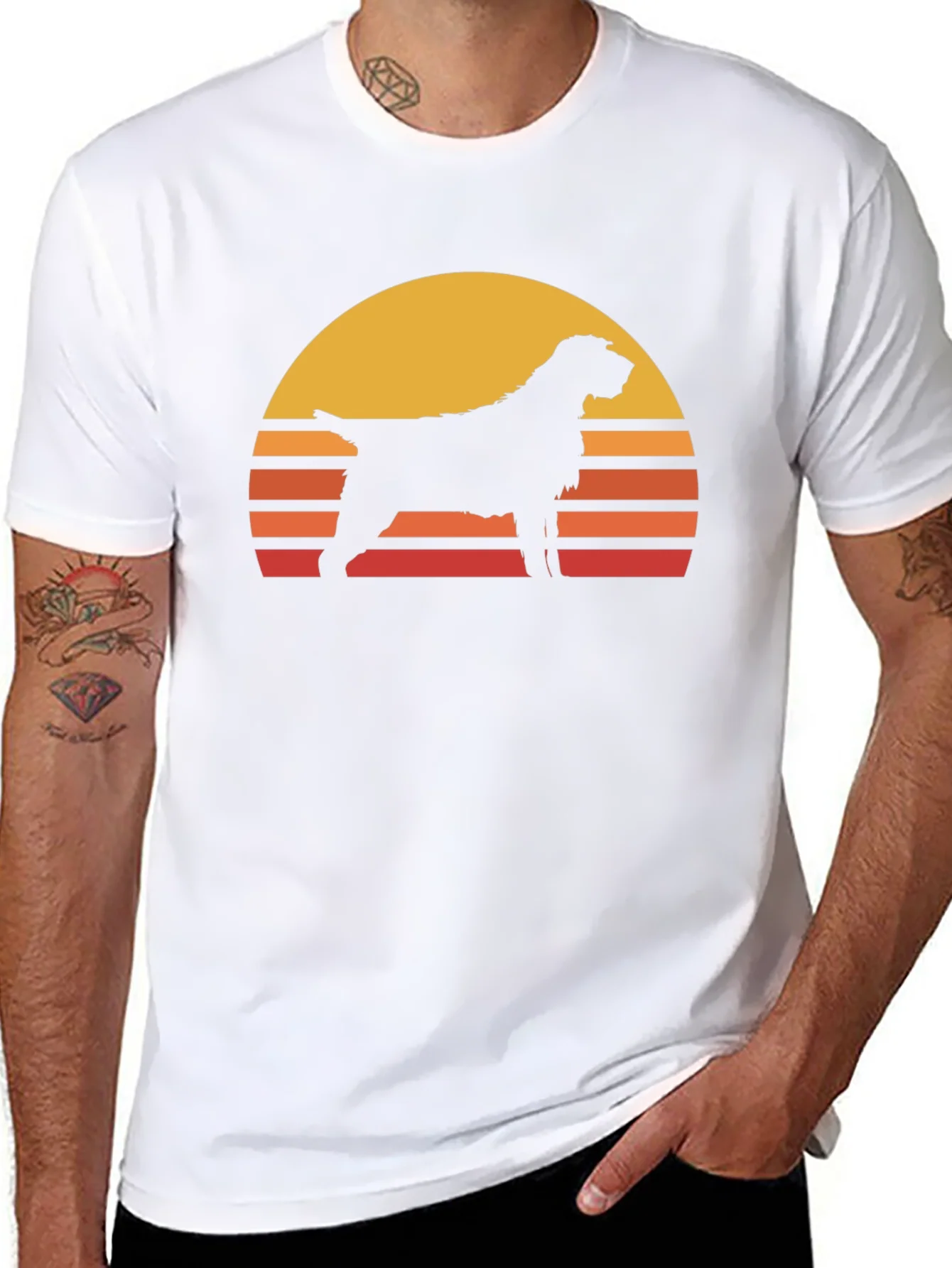 Retro Dog Sunset T-Shirt - Black