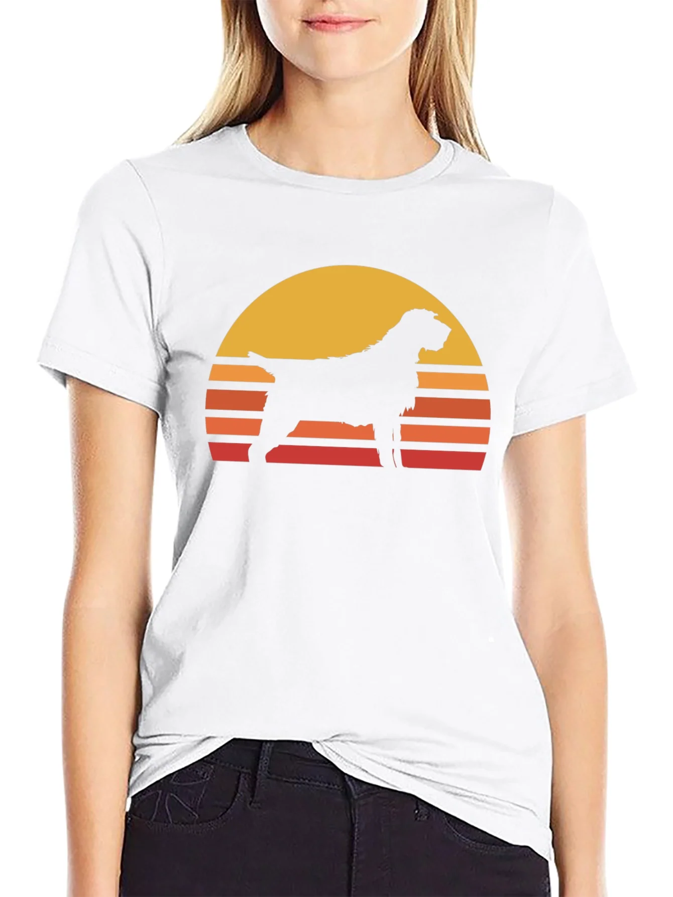 Retro Dog Sunset T-Shirt - Black