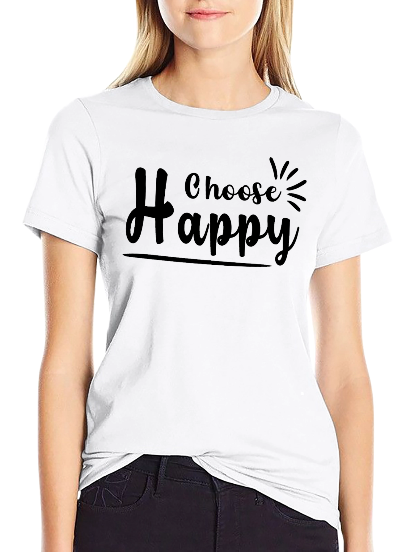 Choose Happy Graphic Tee - Stylish Black T-Shirt