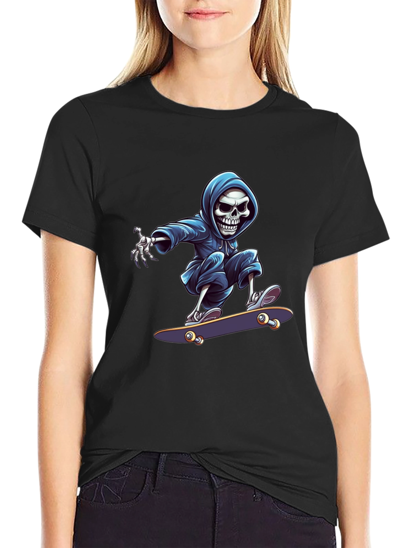 Skateboarding Skeleton T-Shirt - Cool Graphic Tee