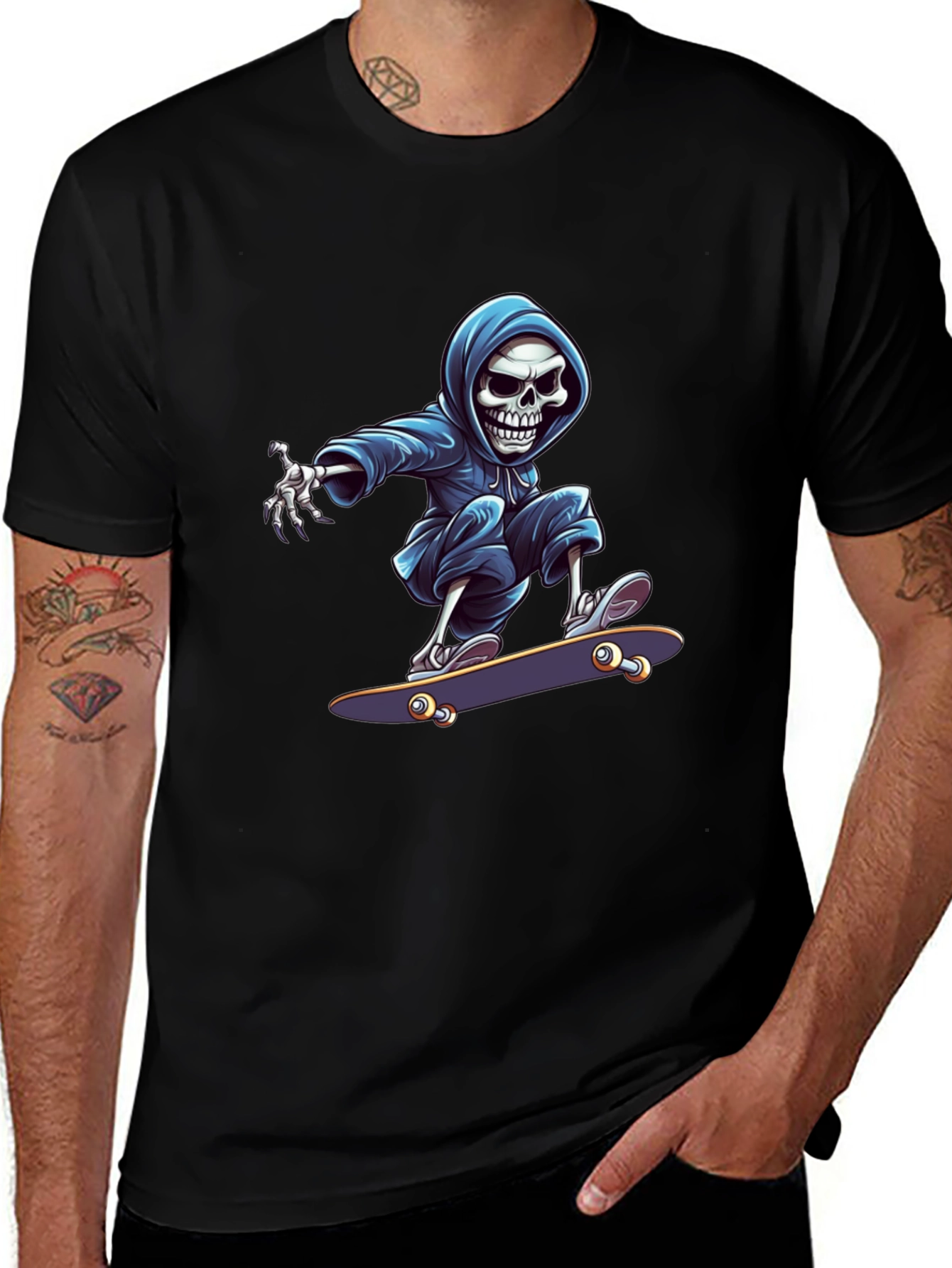 Skateboarding Skeleton T-Shirt - Cool Graphic Tee