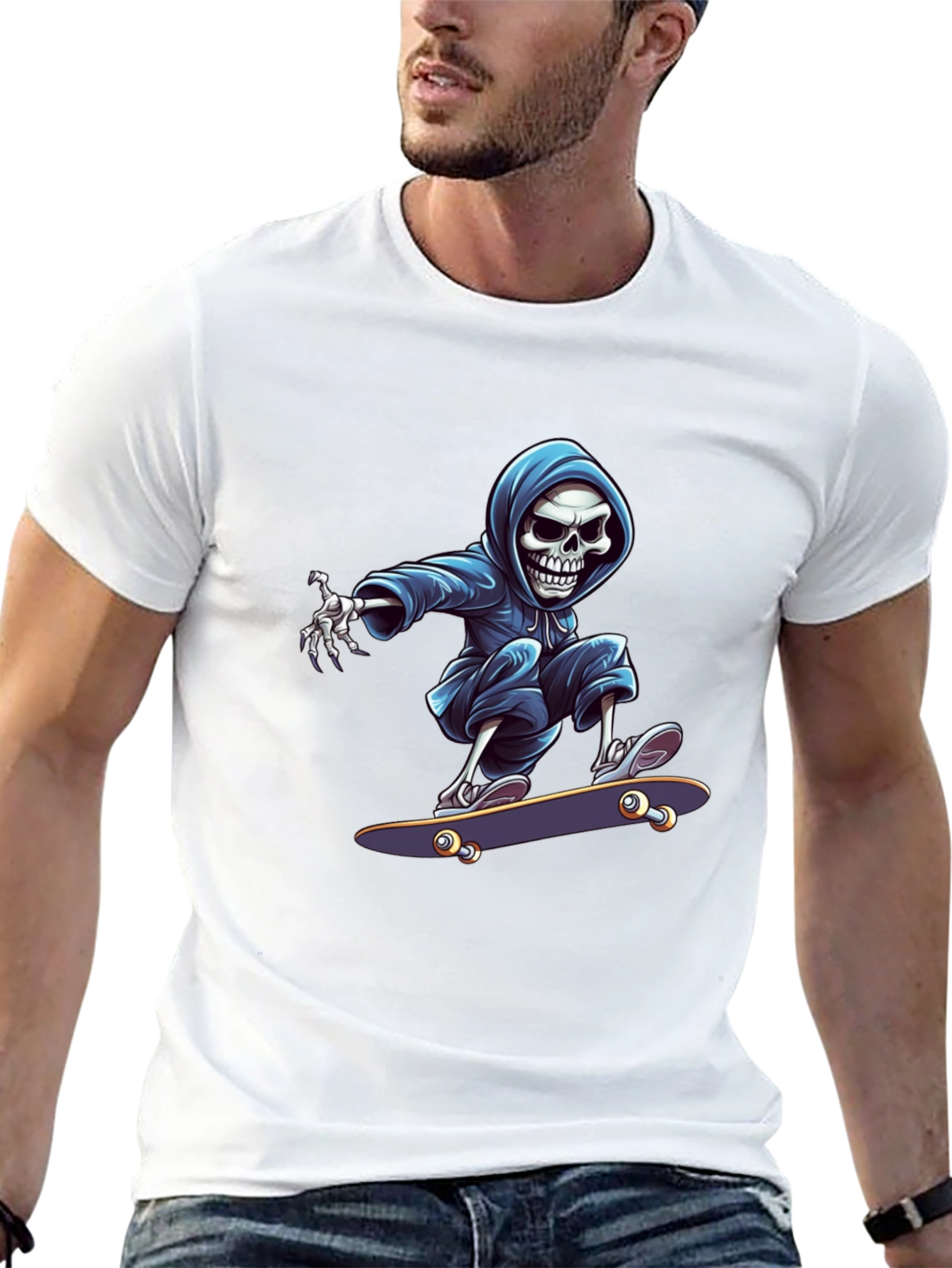 Skateboarding Skeleton T-Shirt - Cool Graphic Tee