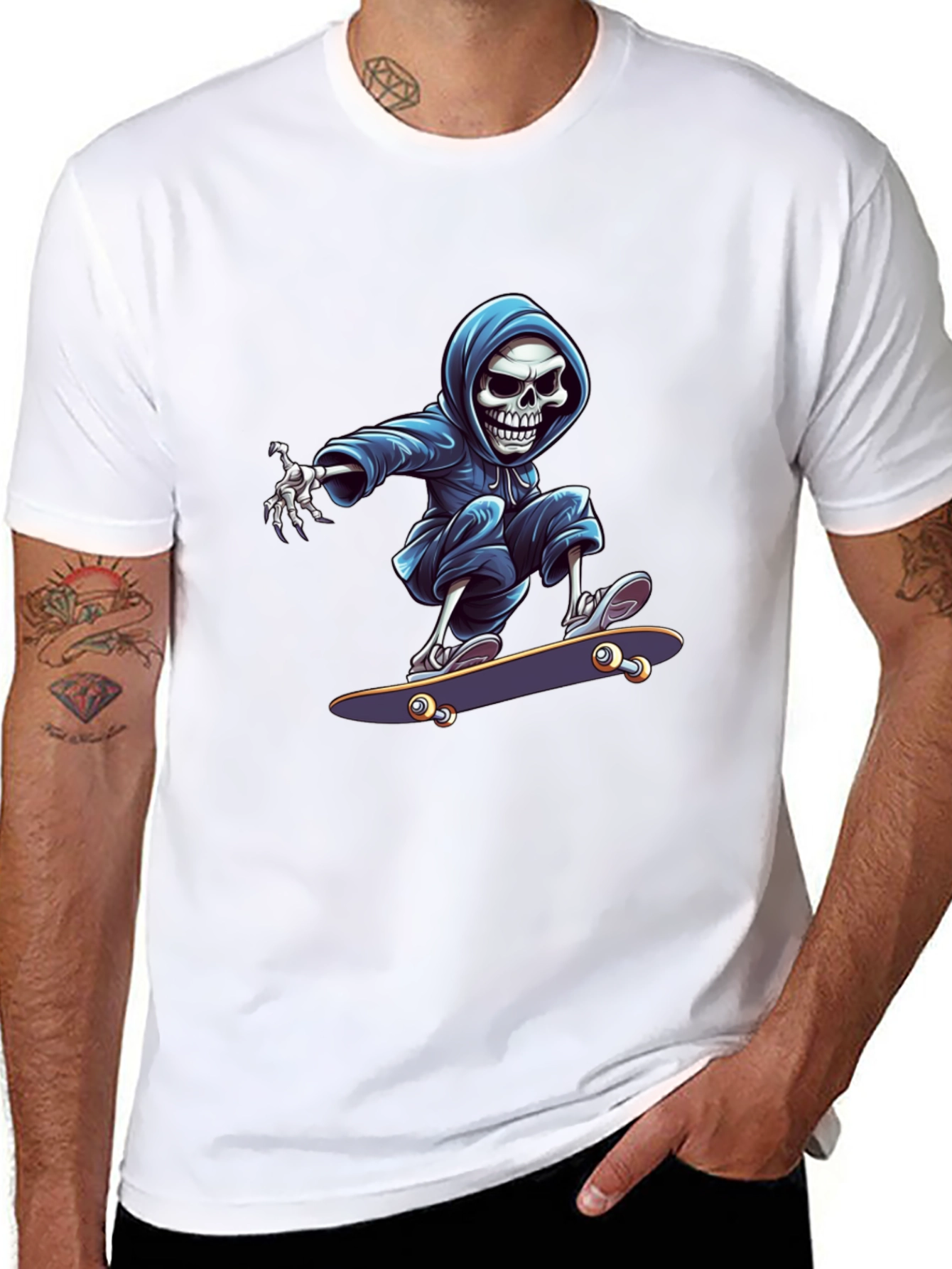 Skateboarding Skeleton T-Shirt - Cool Graphic Tee