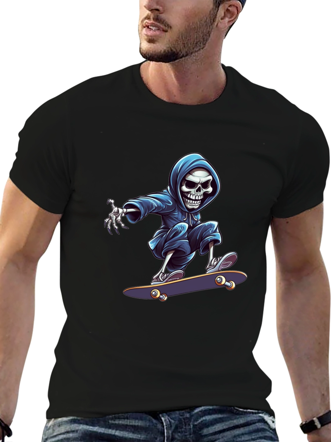 Skateboarding Skeleton T-Shirt - Cool Graphic Tee