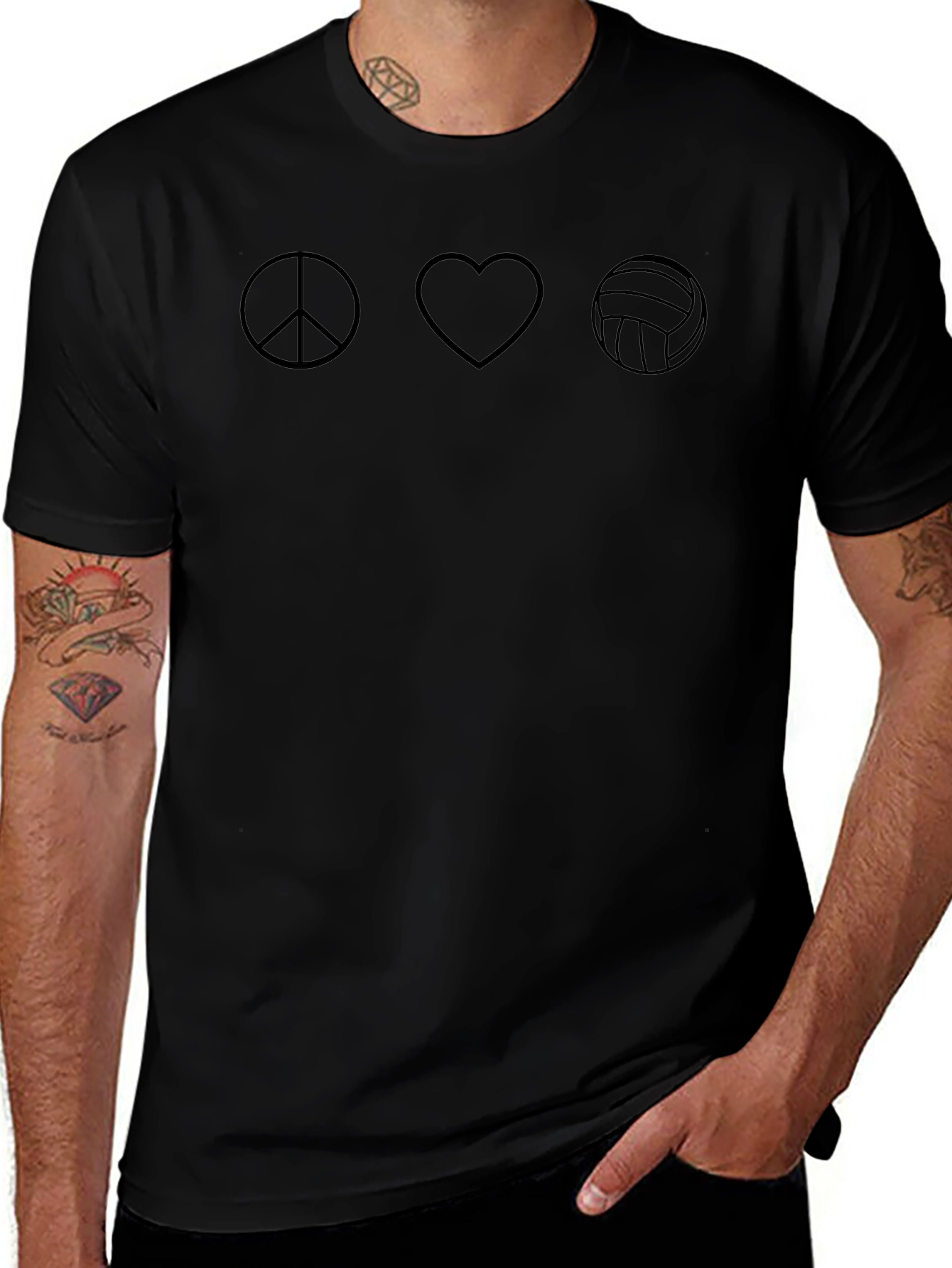 Peace Love Volleyball Graphic T-Shirt