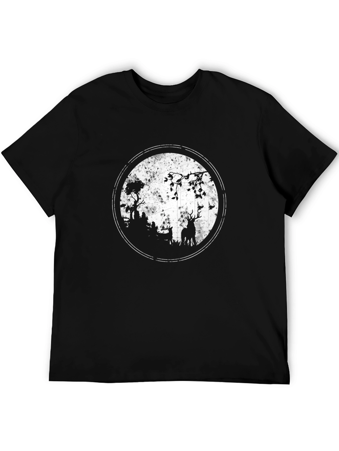 Deer Silhouette Graphic Tee - Black