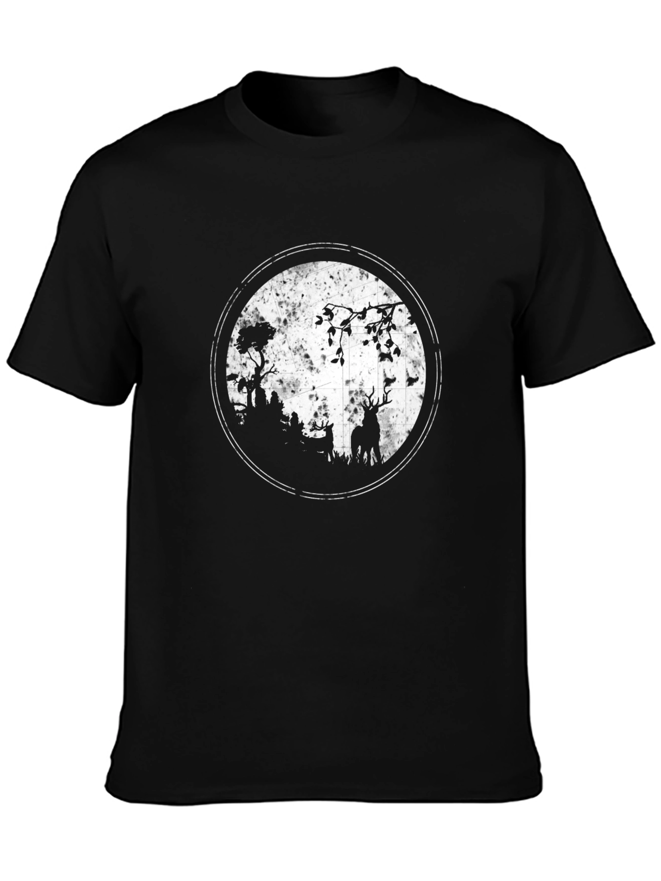 Deer Silhouette Graphic Tee - Black