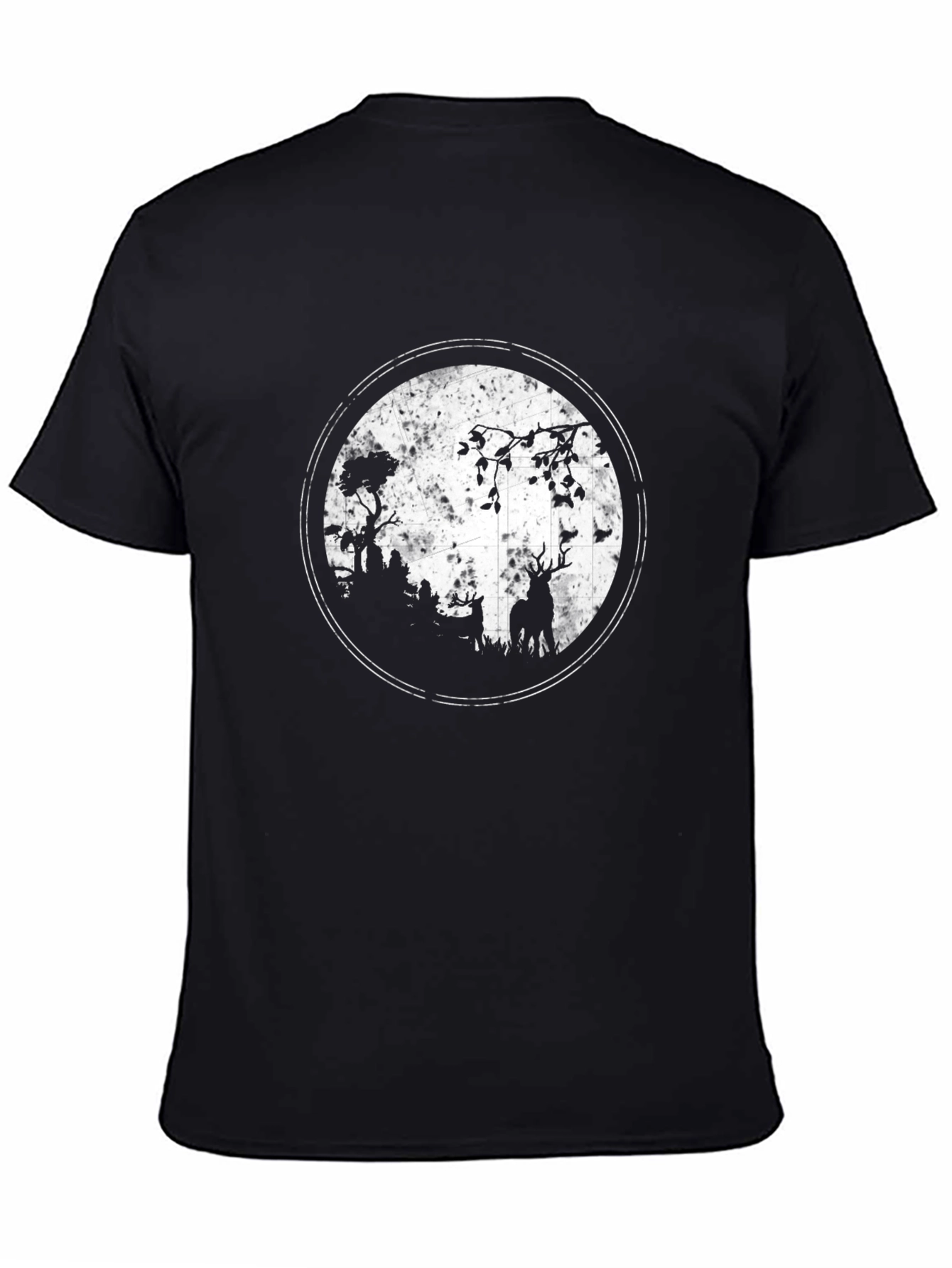 Deer Silhouette Graphic Tee - Black