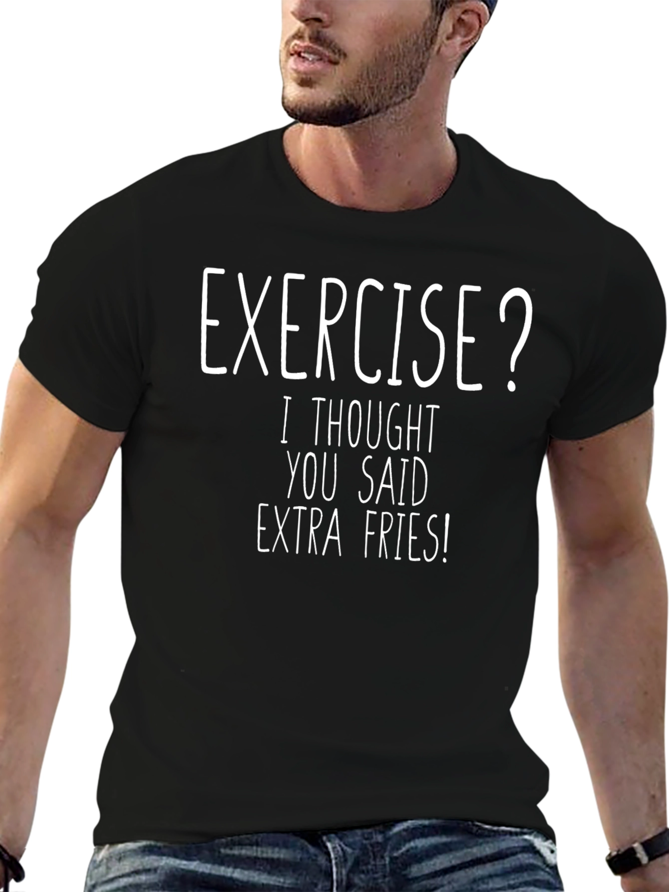 Exercise? Extra Fries! Novelty Graphic Tee