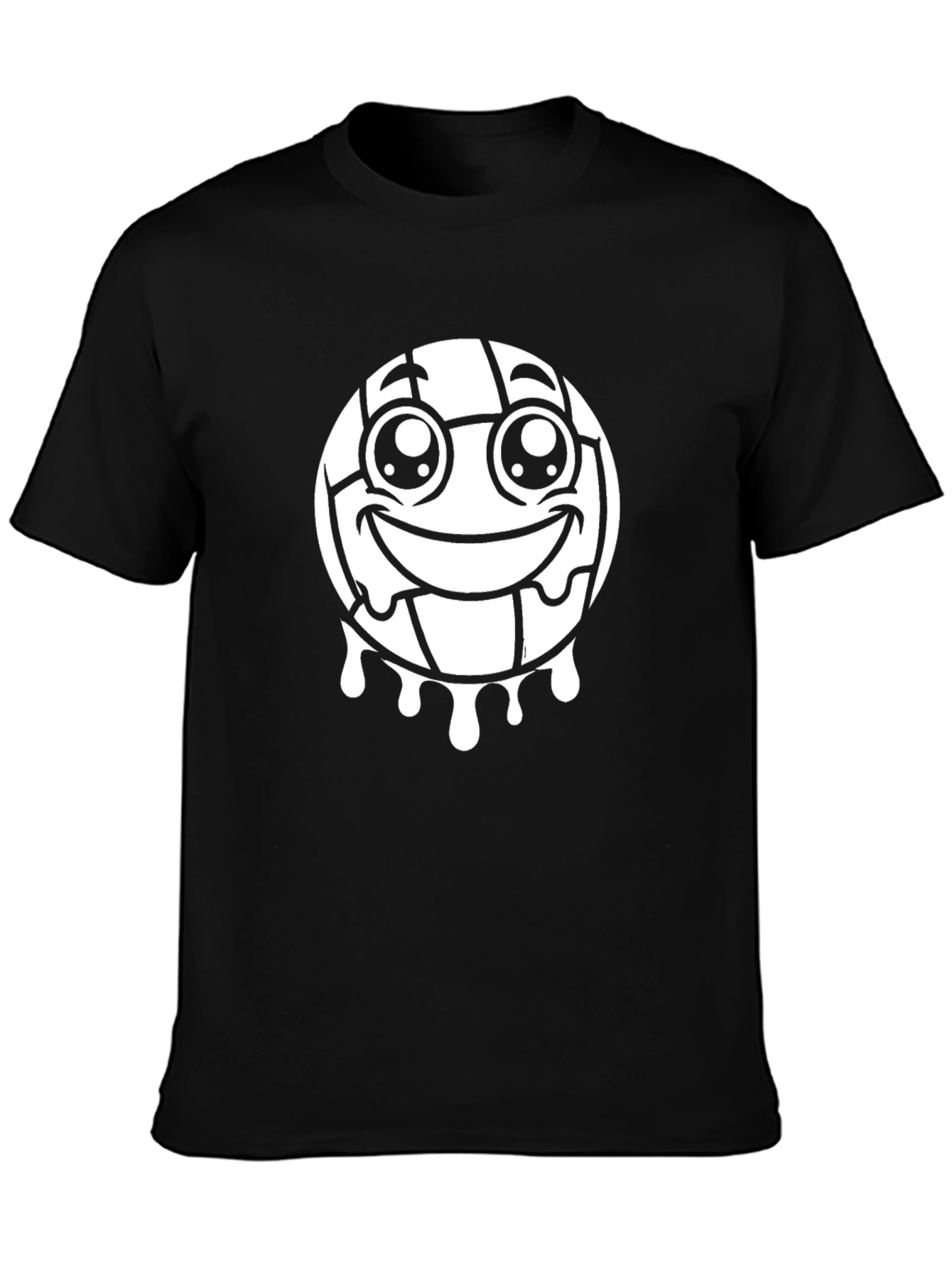 Funny Volleyball Smiley Face Black T-Shirt