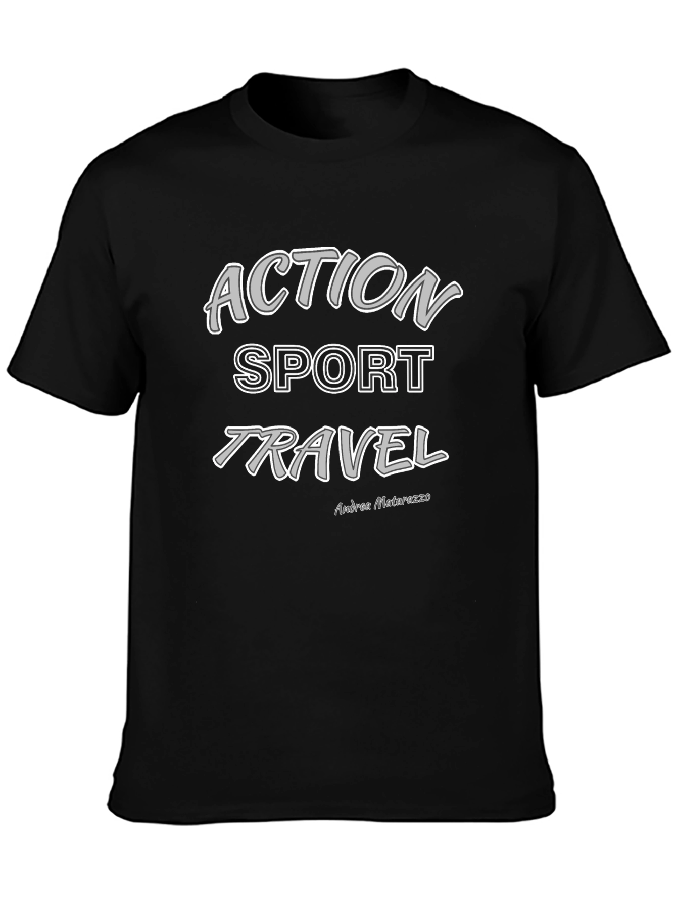 Action Sport Travel Black Graphic T-Shirt