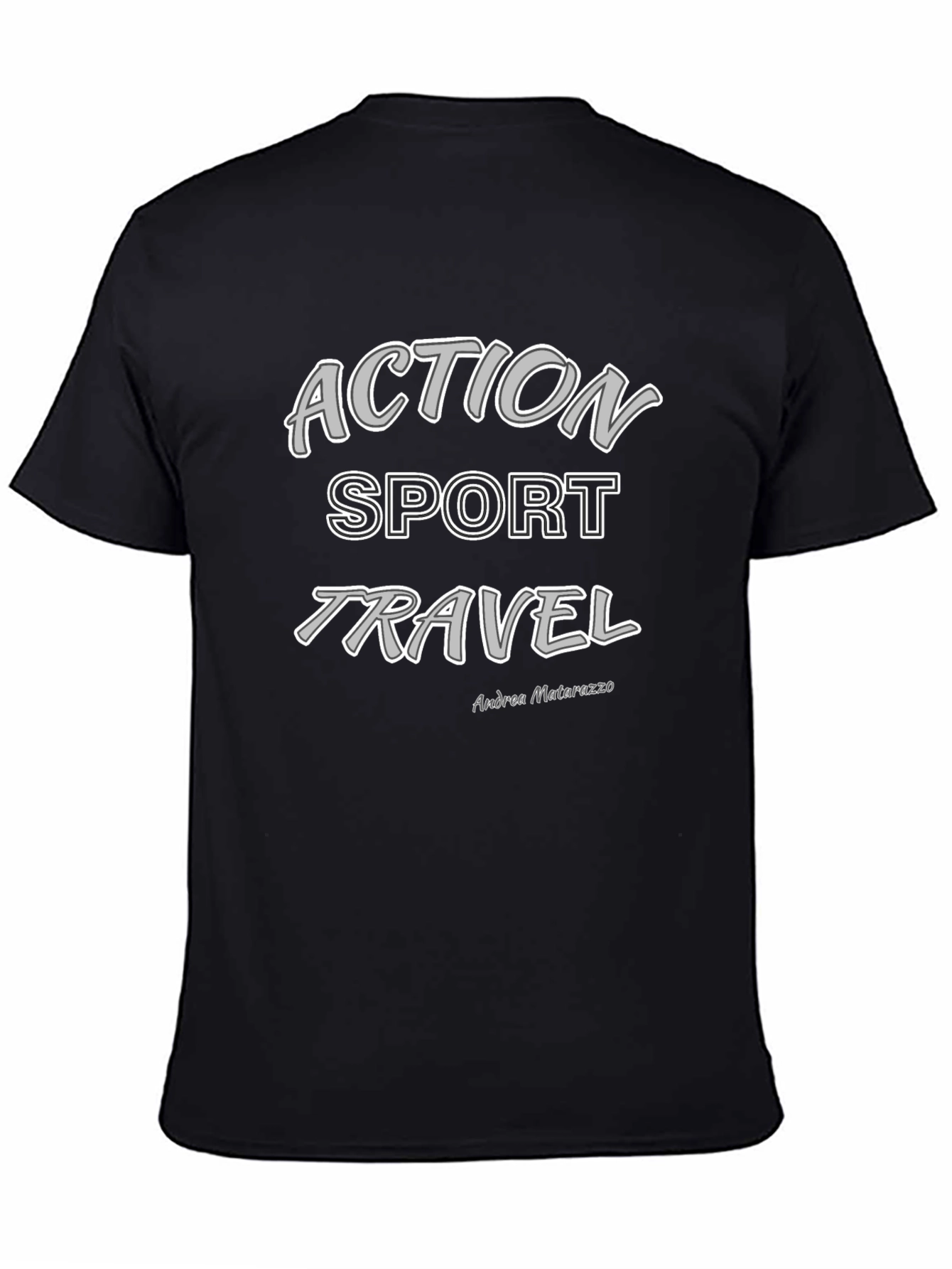 Action Sport Travel Black Graphic T-Shirt