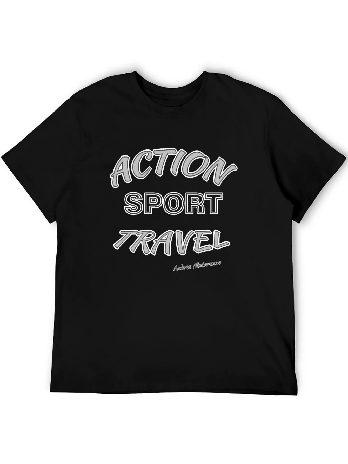 Action Sport Travel Black Graphic T-Shirt