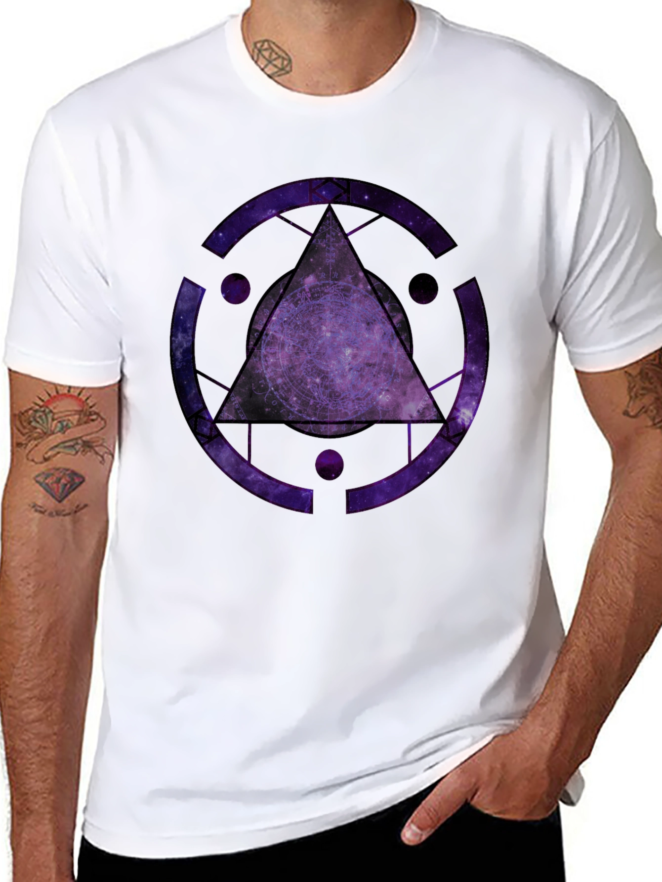 Cosmic Triangle Graphic Black T-Shirt