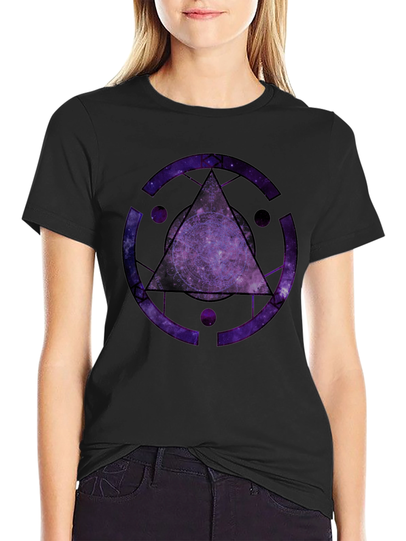 Cosmic Triangle Graphic Black T-Shirt