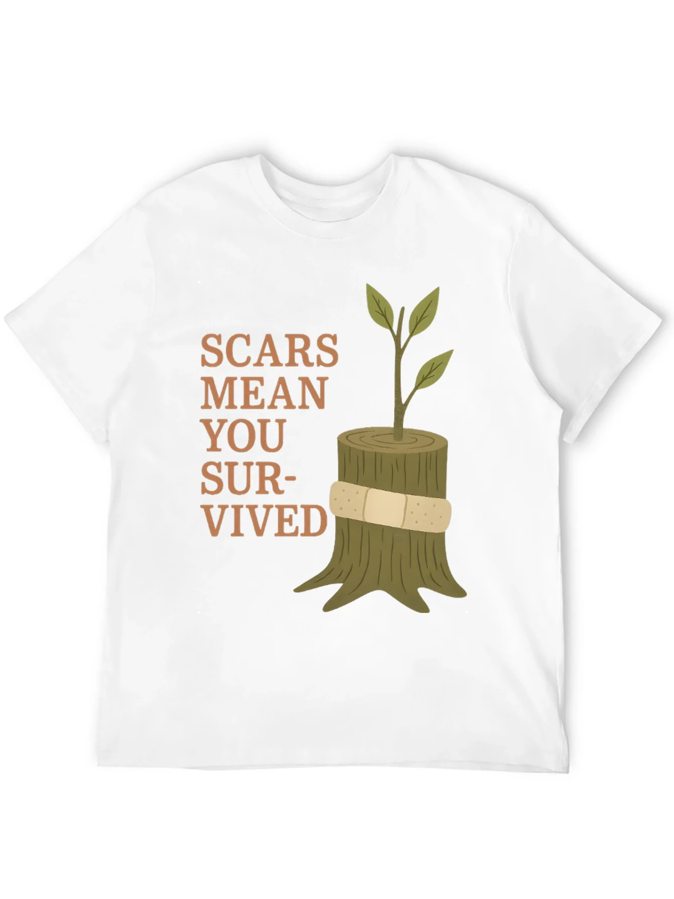 Scars Mean You Survived Tree Stump Graphic Tee