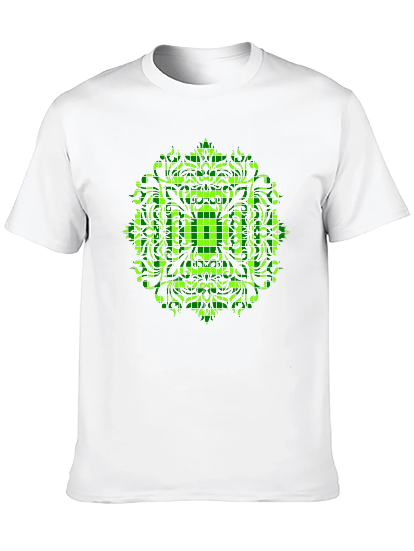 Geometric Green Mandala Graphic Black T-Shirt