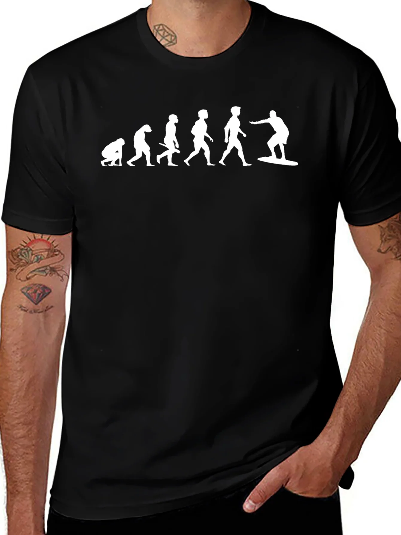 Evolution of Surfing Black T-Shirt