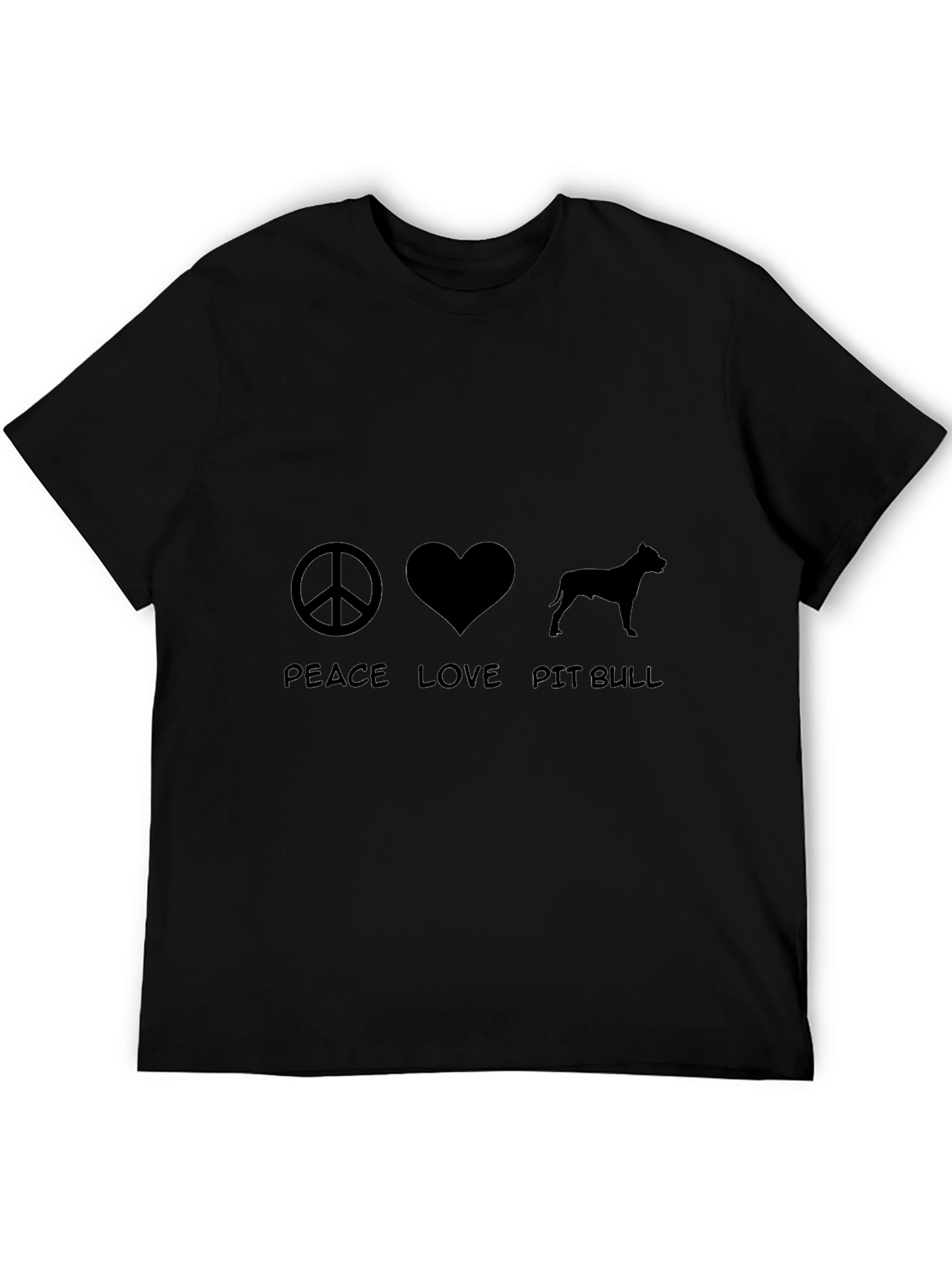 Peace Love Pit Bull Black T-Shirt