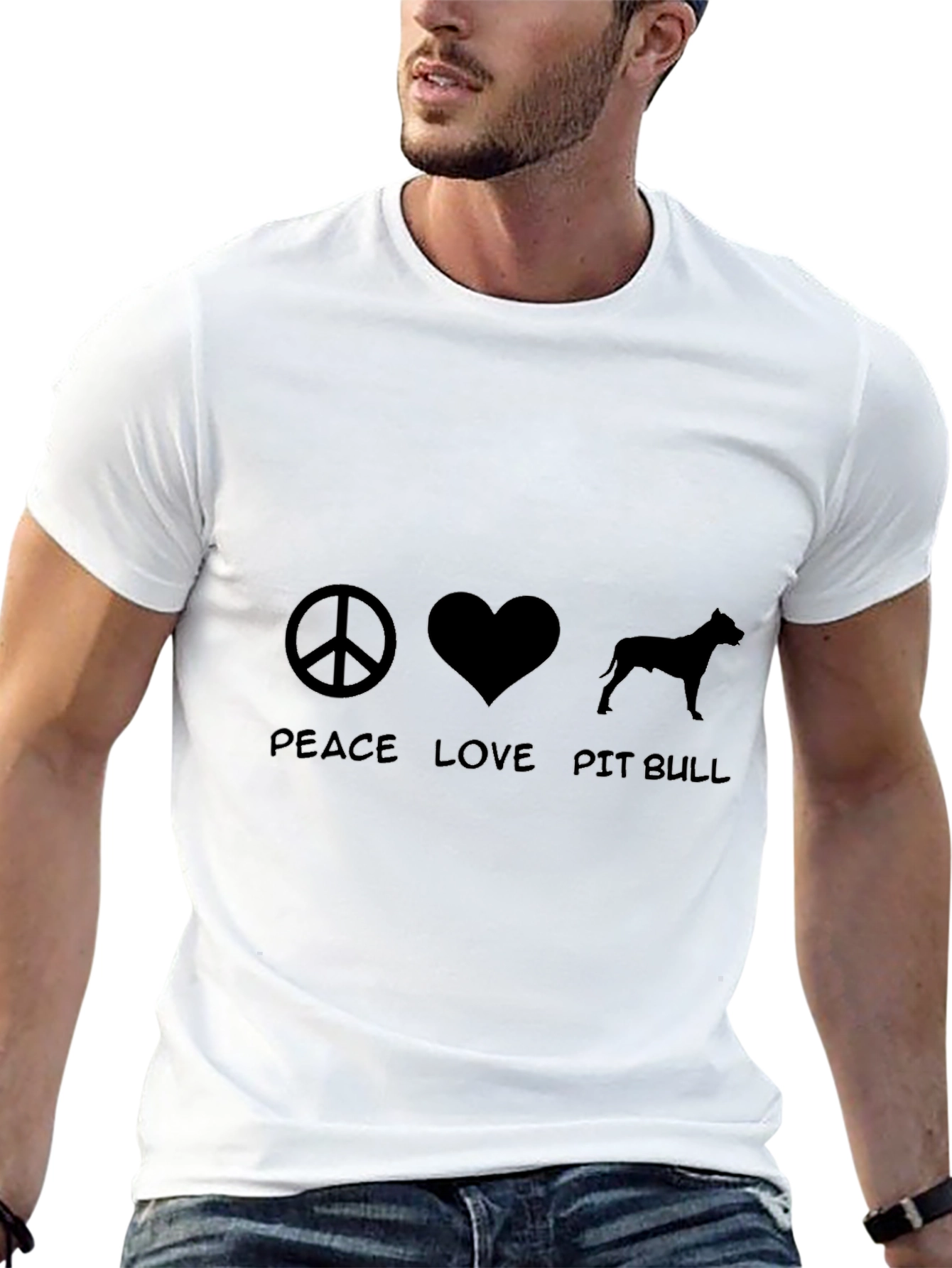Peace Love Pit Bull Black T-Shirt