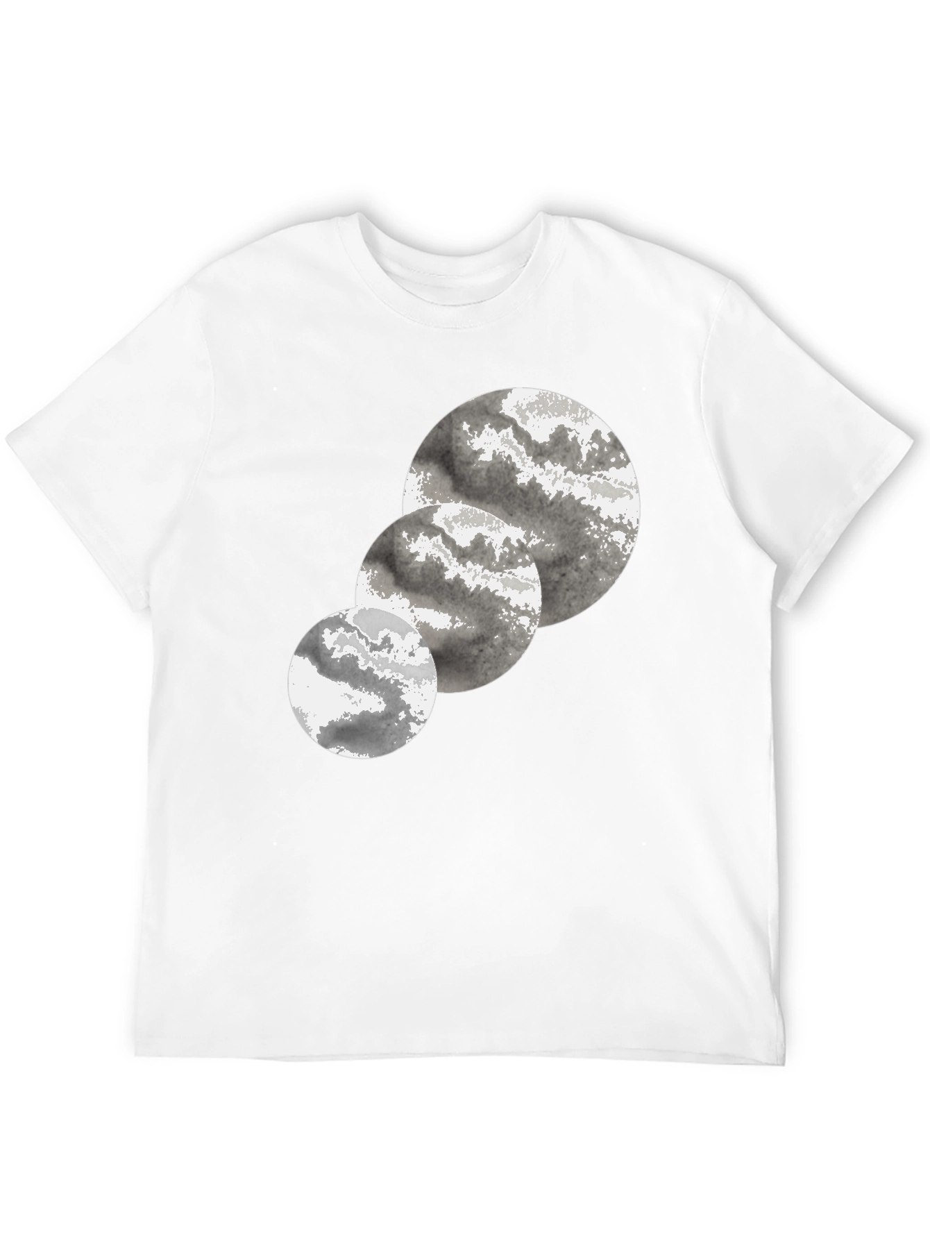 Abstract Three-Circle Graphic Tee - Black Cotton Casual T-Shirt