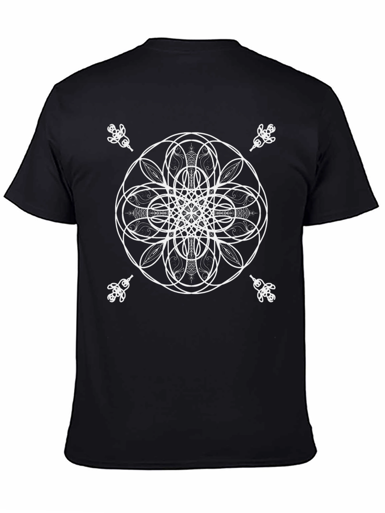 Abstract Geometric Graphic Tee - Black