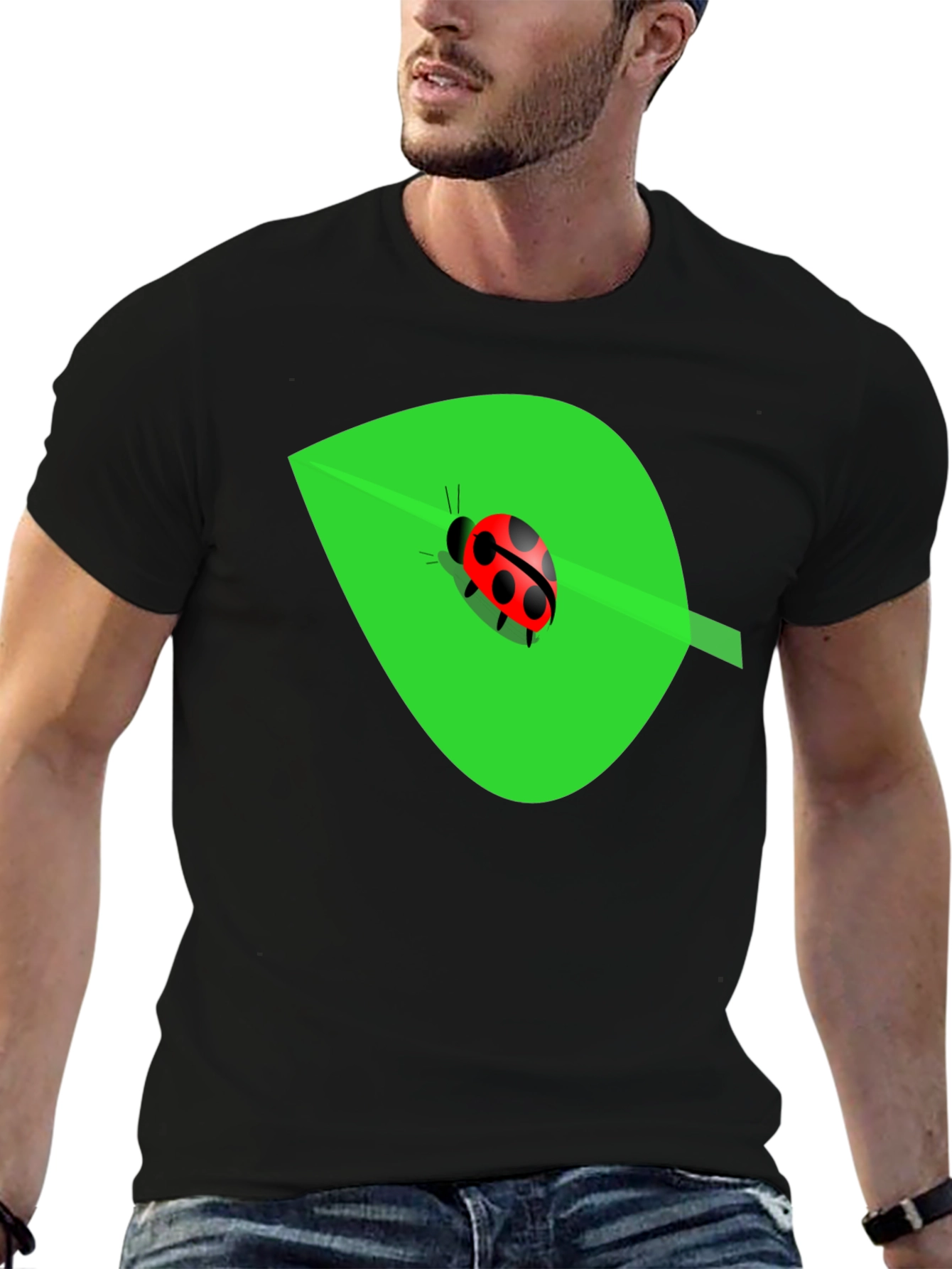 Ladybug on Leaf Graphic T-Shirt