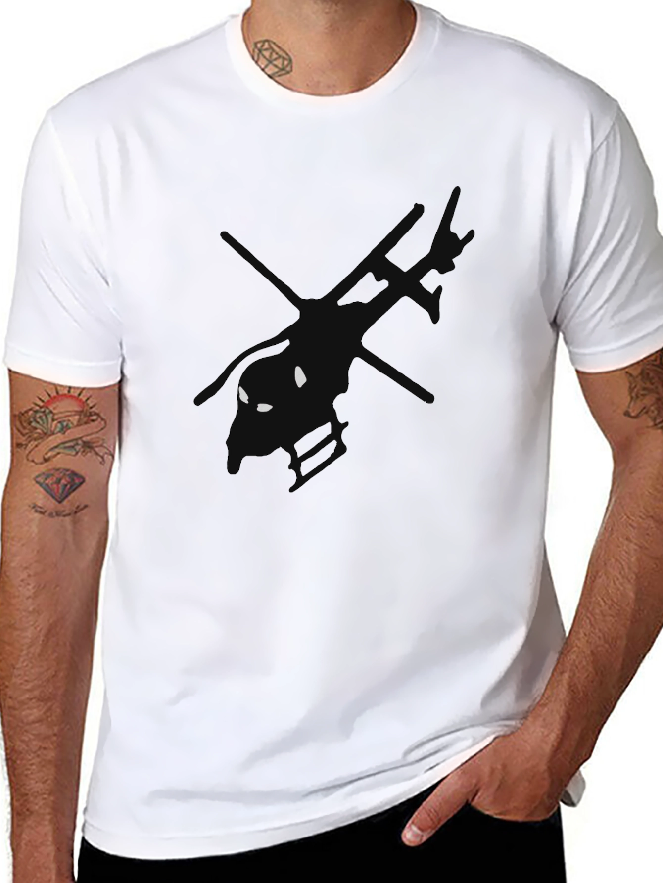 Black Helicopter Graphic Tee - Unique Design