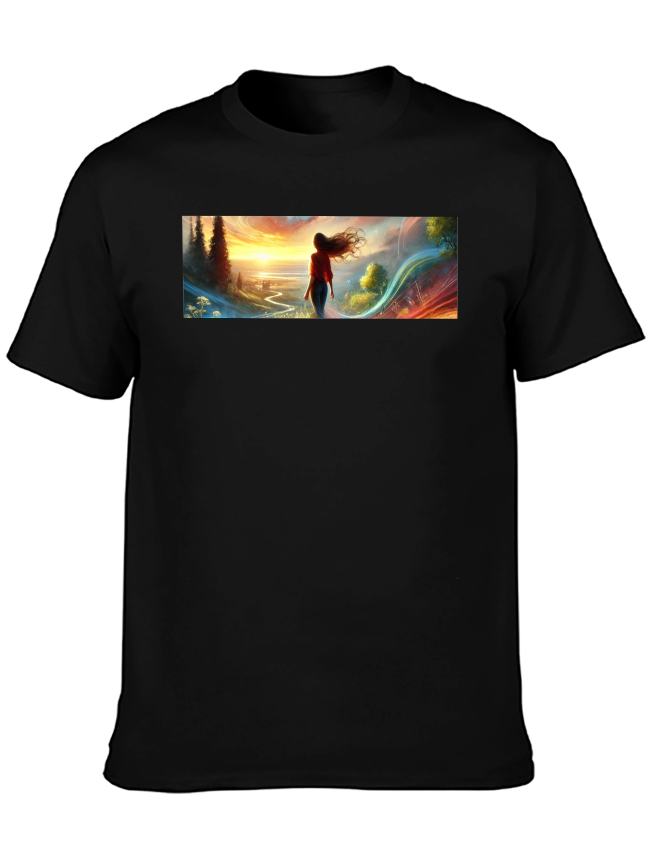 Scenic Sunset Graphic Tee - Black