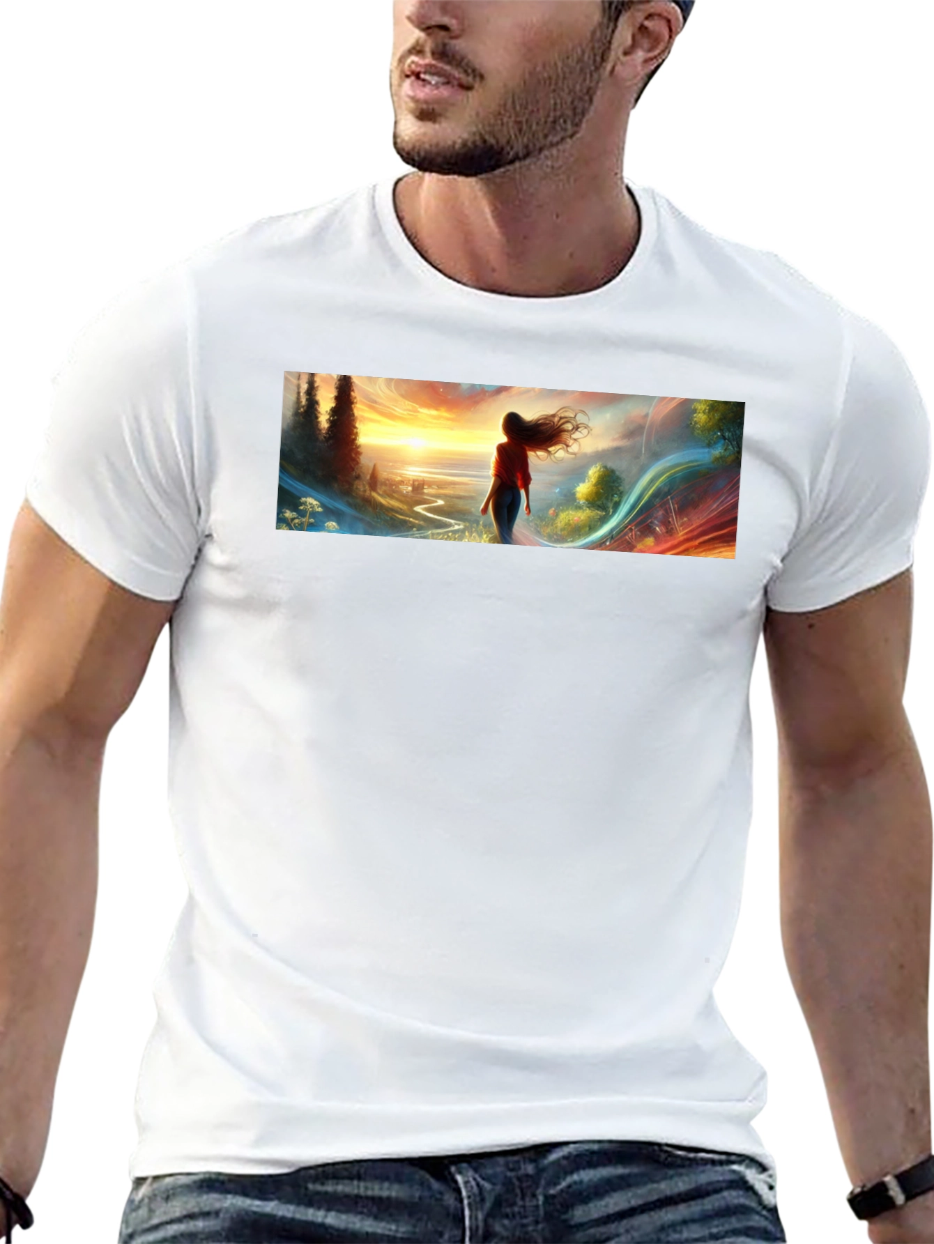 Scenic Sunset Graphic Tee - Black