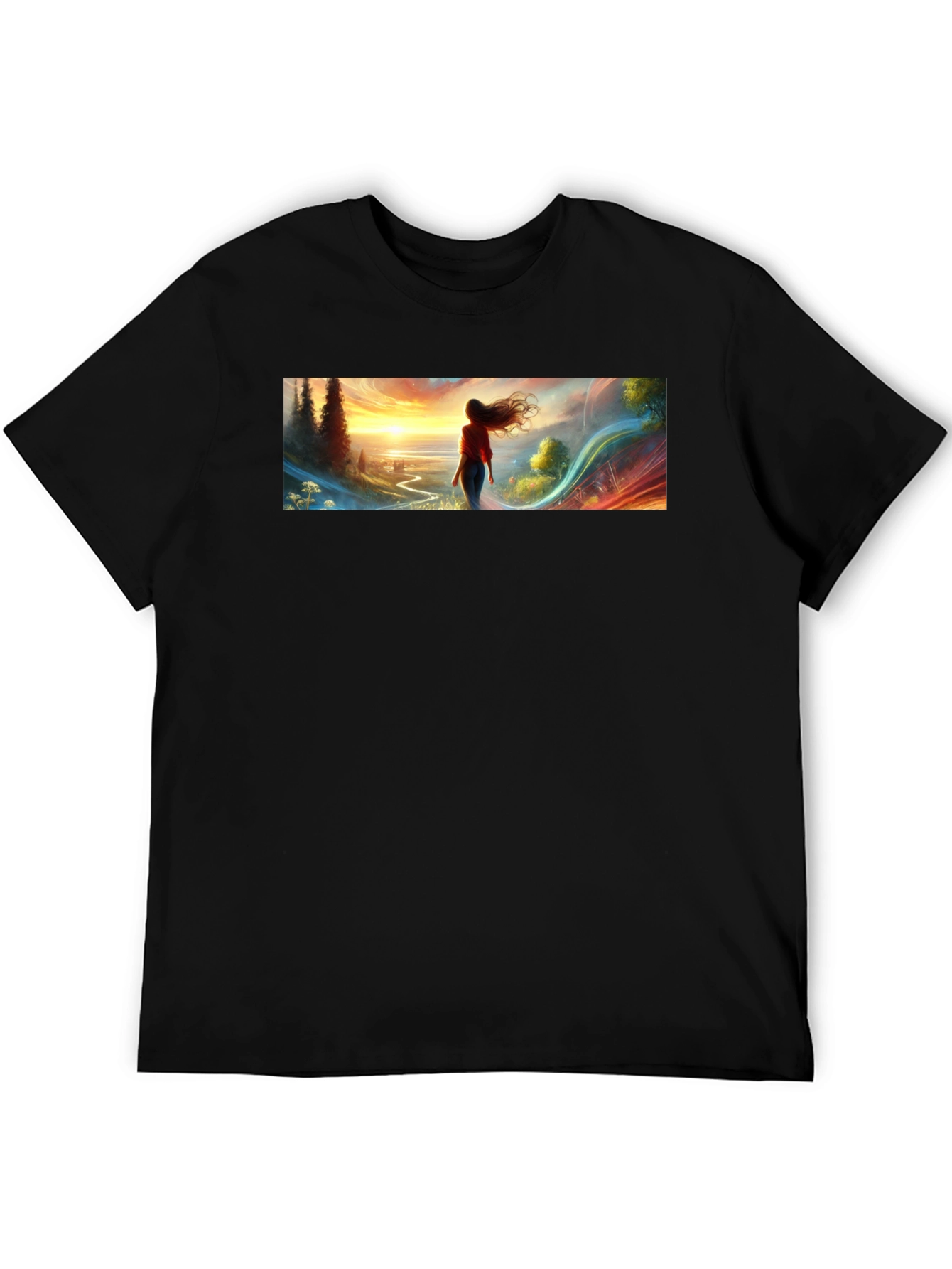 Scenic Sunset Graphic Tee - Black