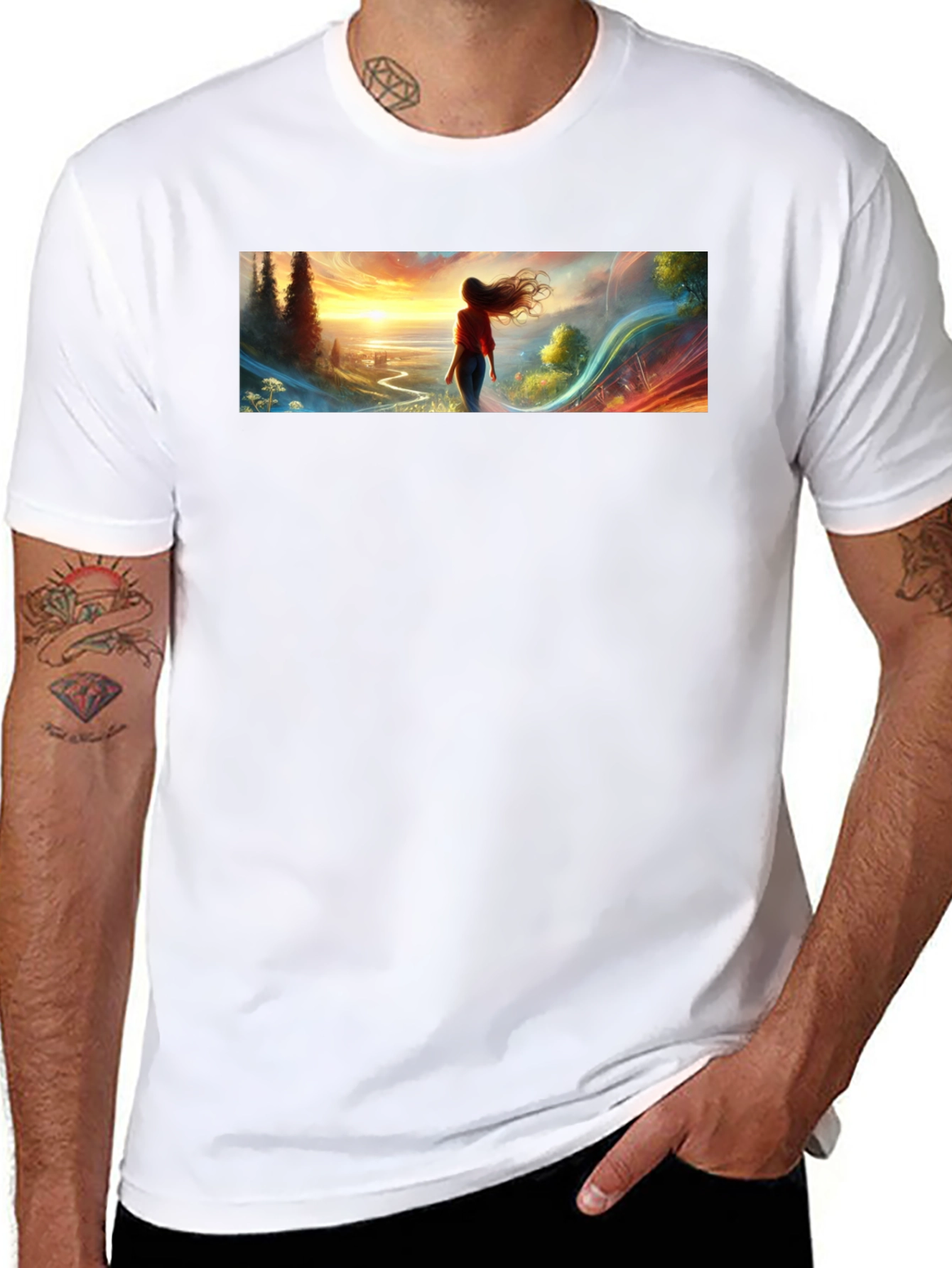 Scenic Sunset Graphic Tee - Black