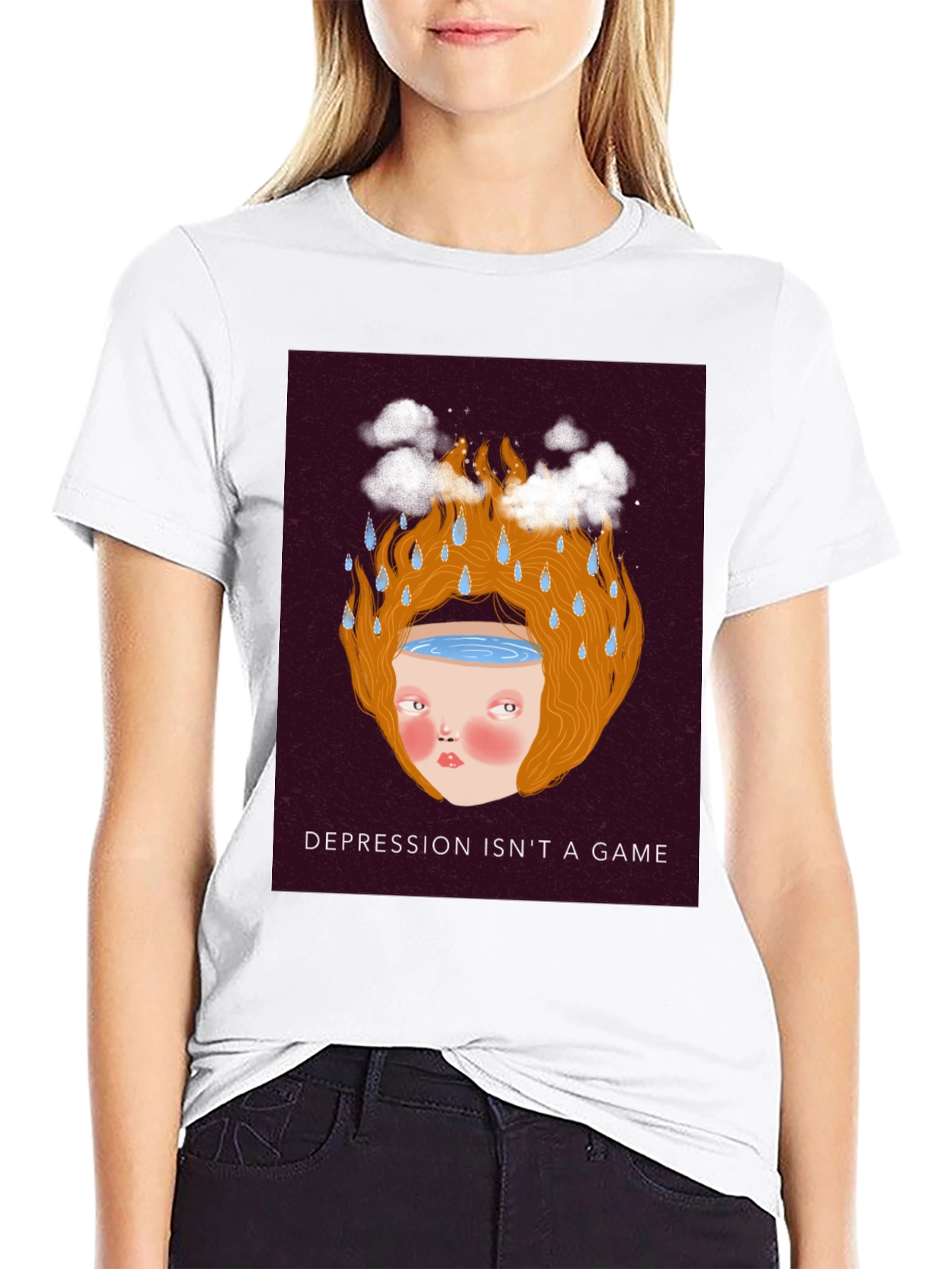 Depression Awareness Graphic Tee - Black Cotton T-Shirt