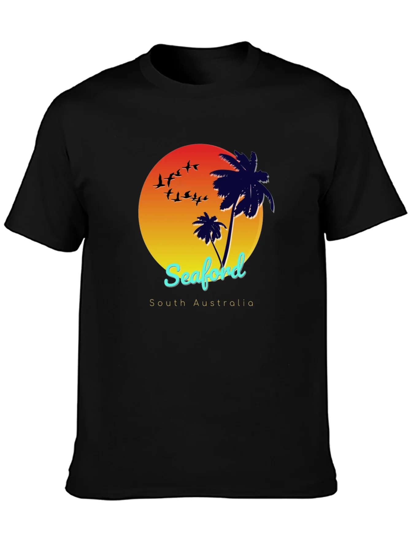 Seaford South Australia T-Shirt Palm Tree Sunset Design