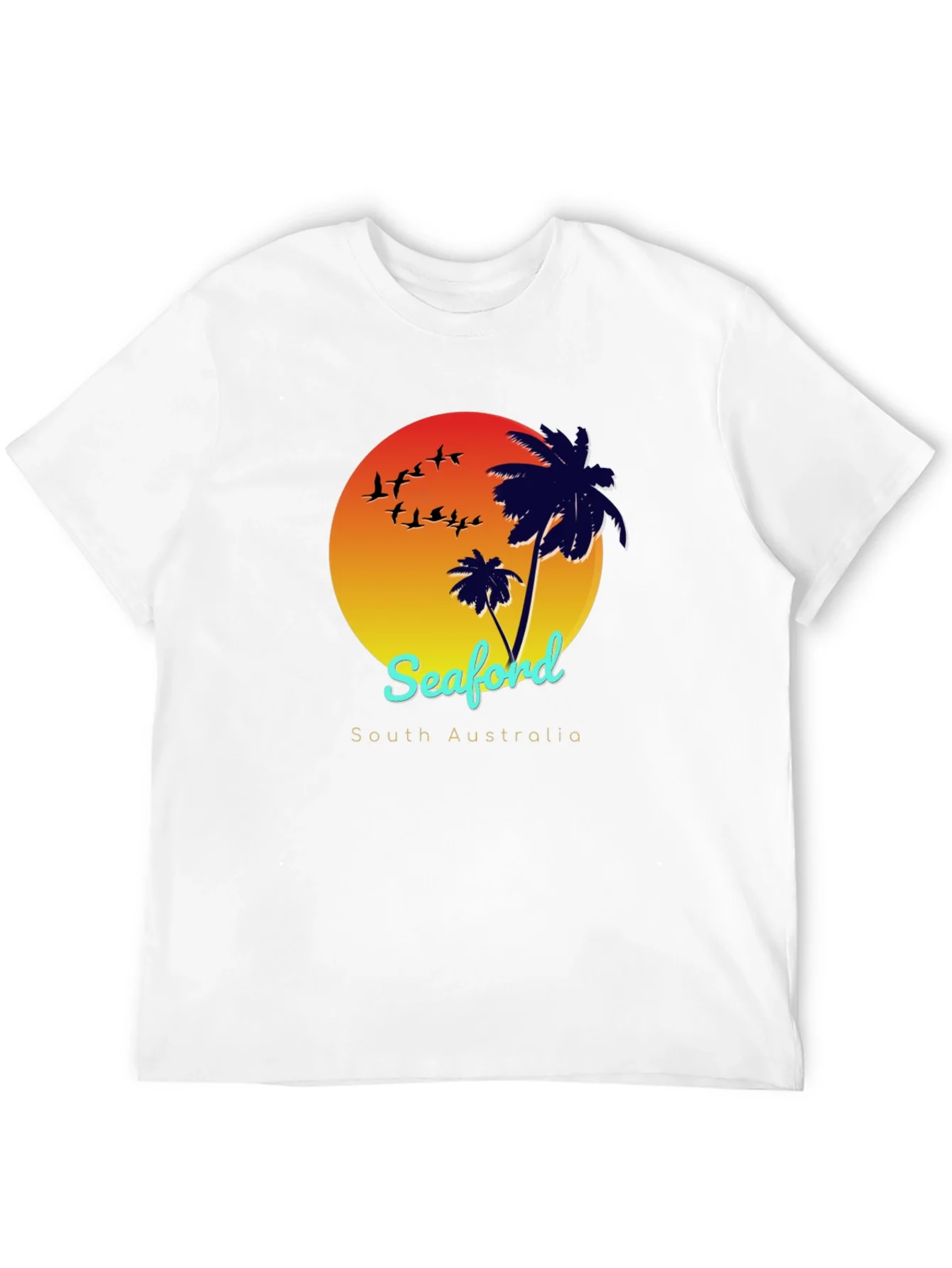 Seaford South Australia T-Shirt Palm Tree Sunset Design