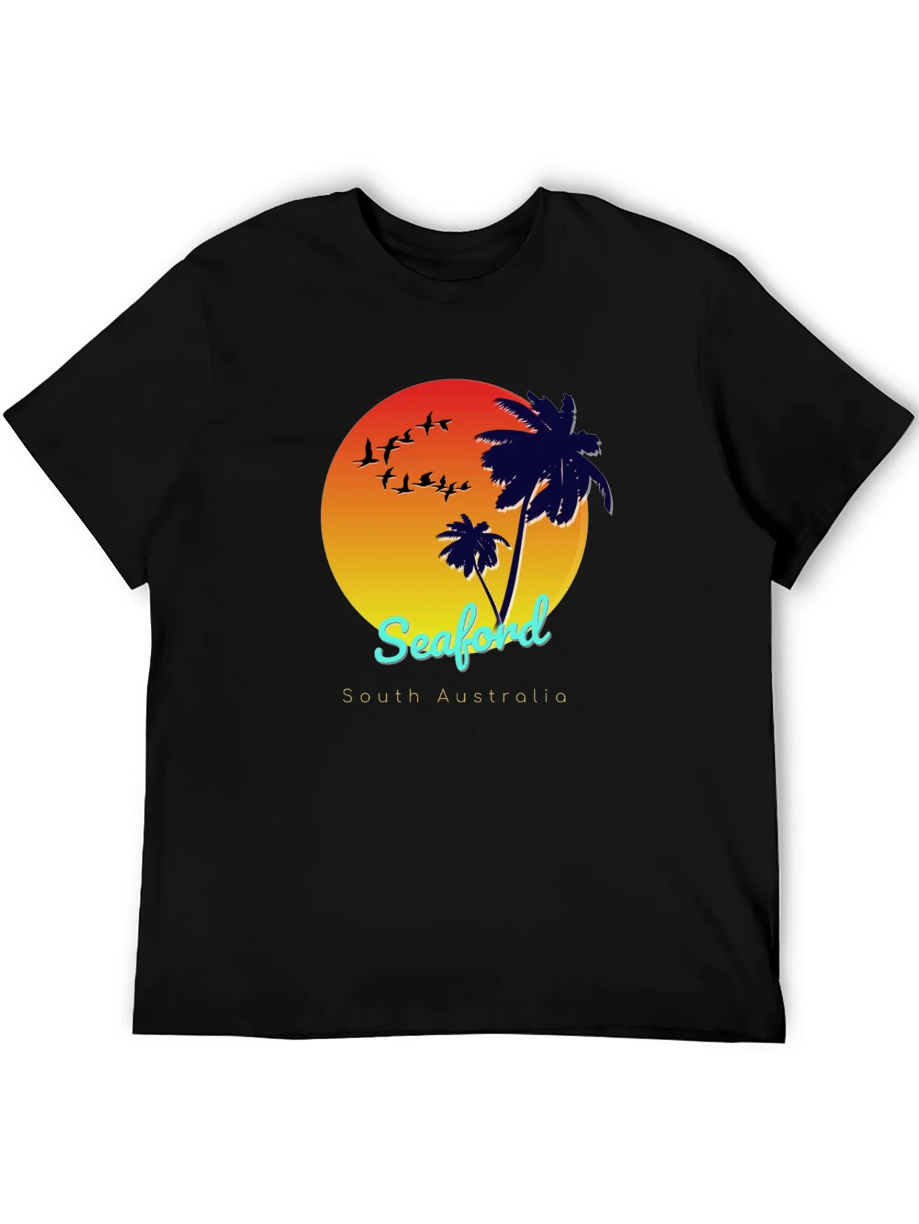 Seaford South Australia T-Shirt Palm Tree Sunset Design
