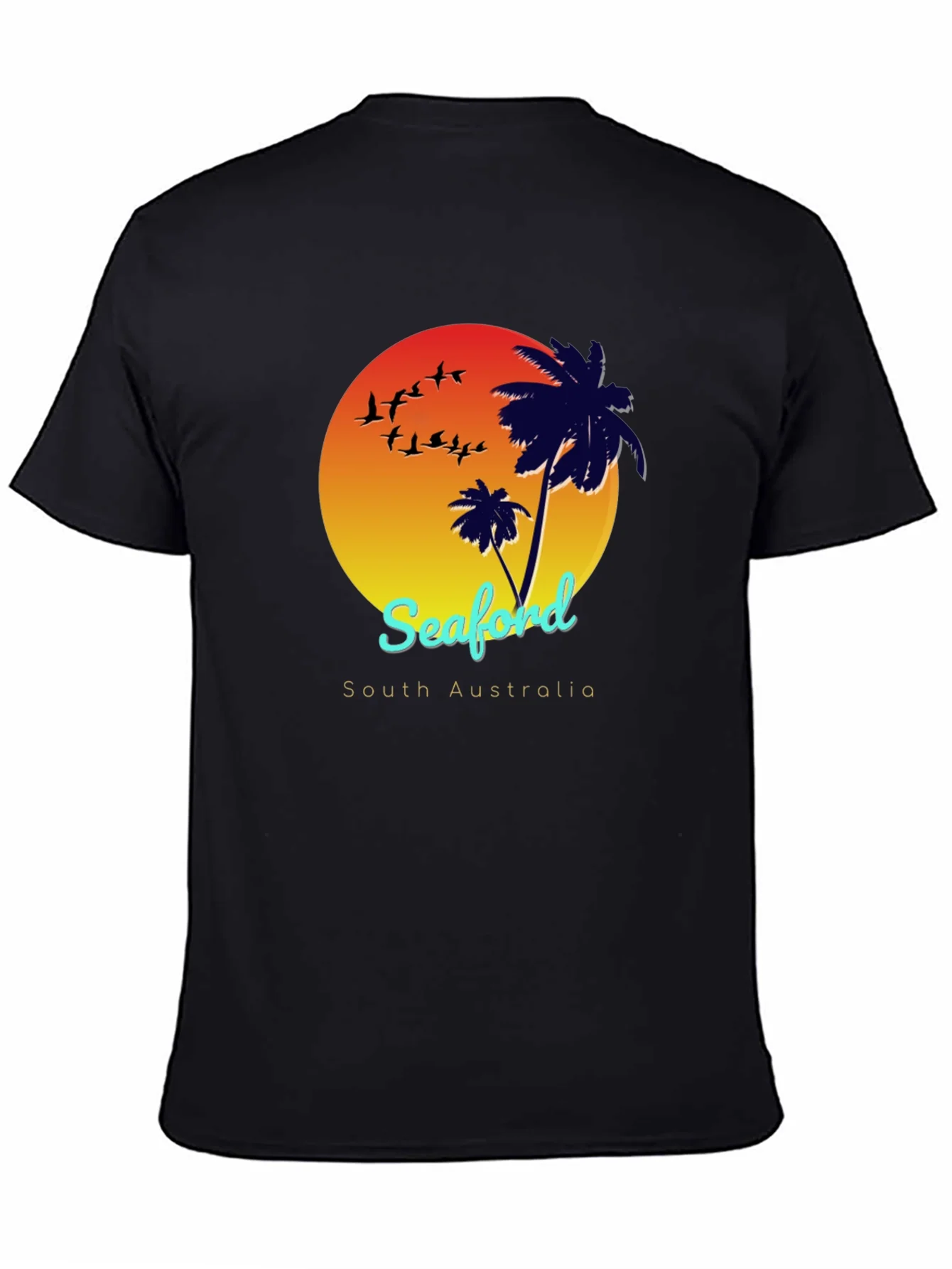 Seaford South Australia T-Shirt Palm Tree Sunset Design