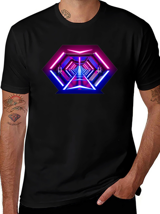 Neon Tunnel Graphic Tee - Futuristic Design