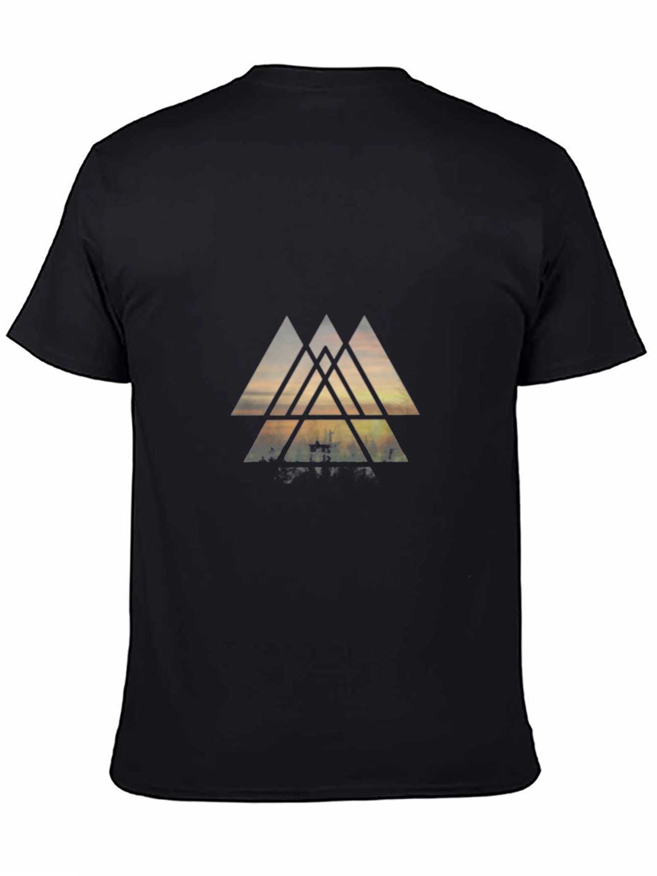 Geometric Triangle Graphic Black Tee