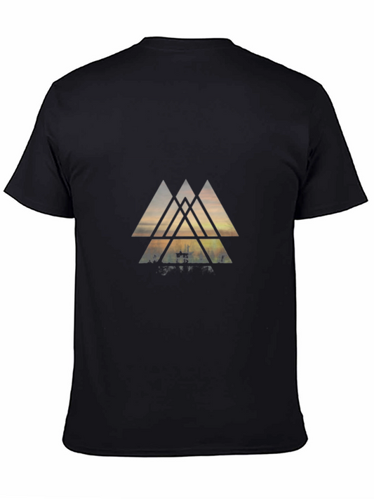 Geometric Triangle Graphic Black Tee