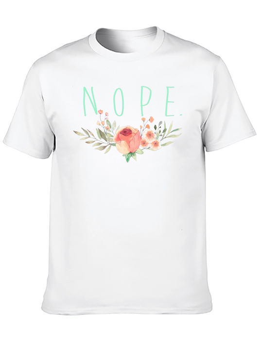Floral Nope Graphic Tee - Soft Black Cotton