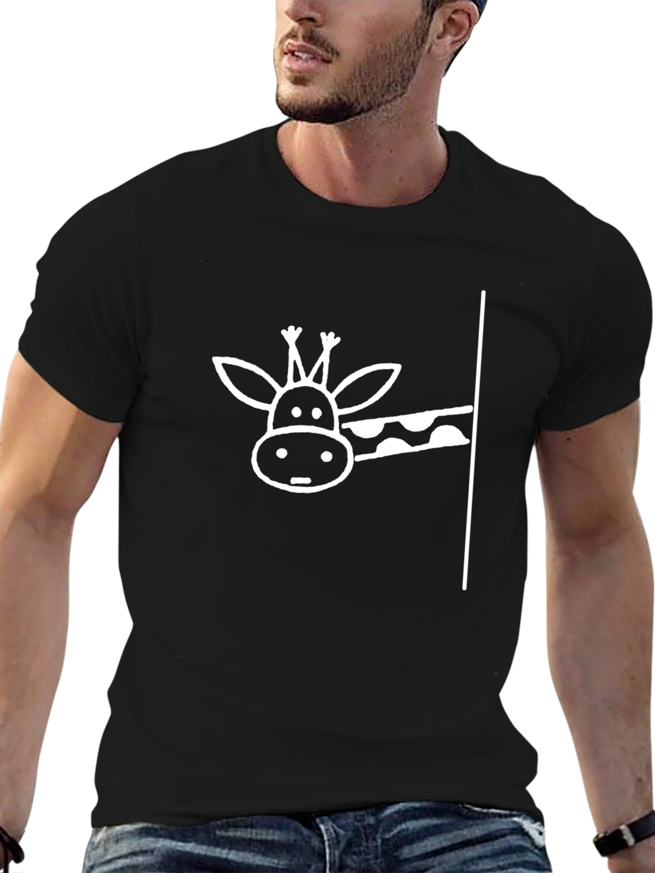 Giraffe Peekaboo Black T-Shirt