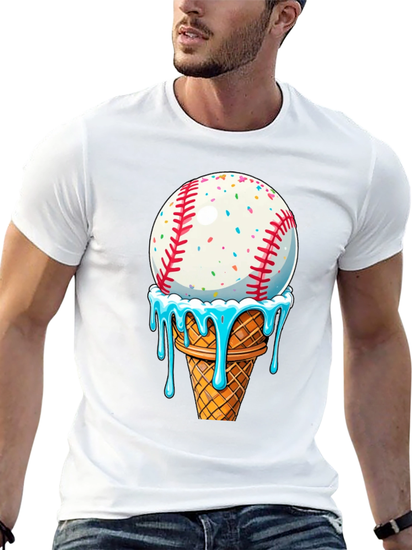 Baseball Ice Cream Cone Graphic Tee