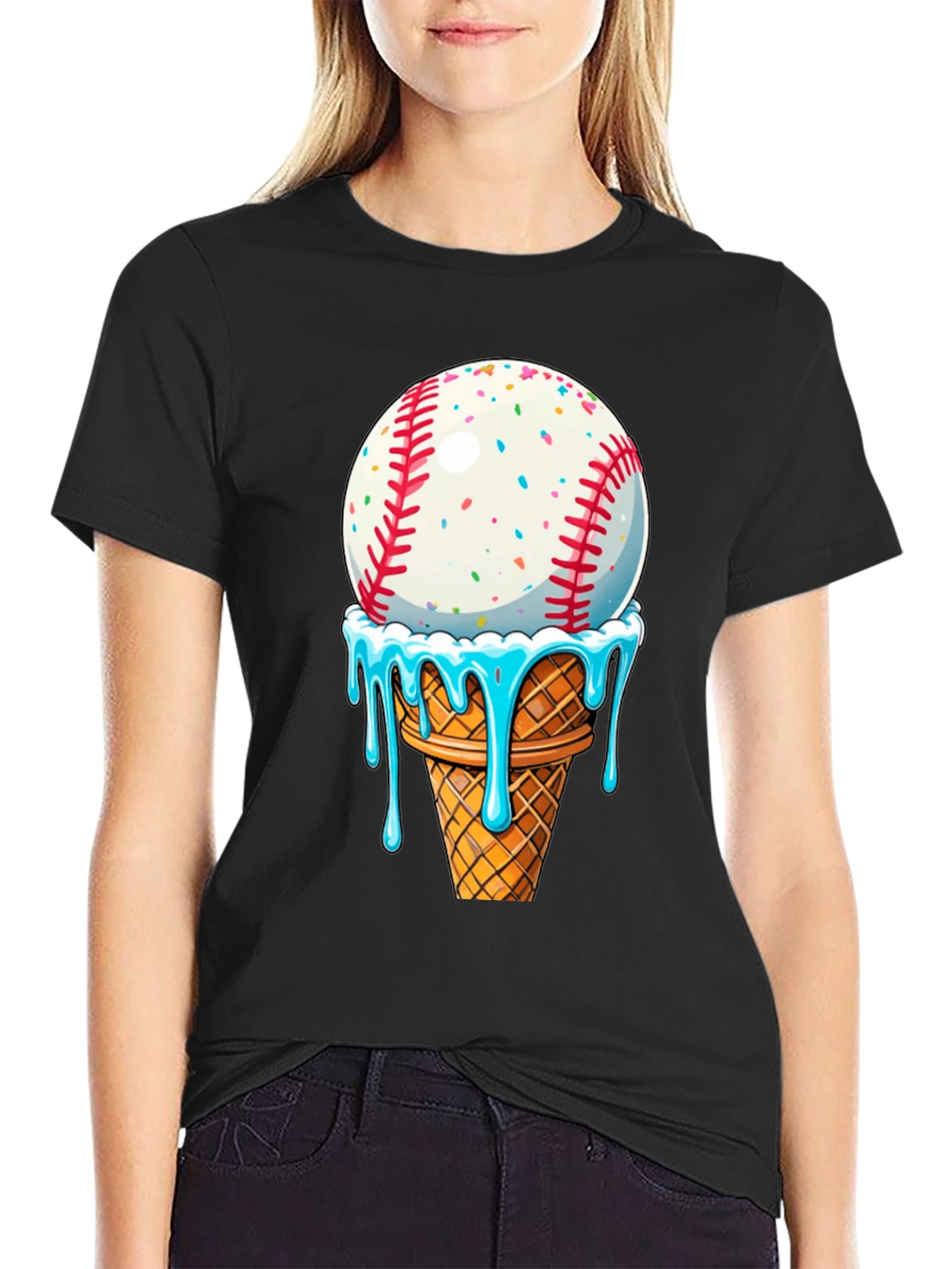 Baseball Ice Cream Cone Graphic Tee