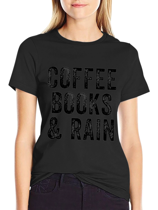 Coffee Books & Rain Graphic T-Shirt
