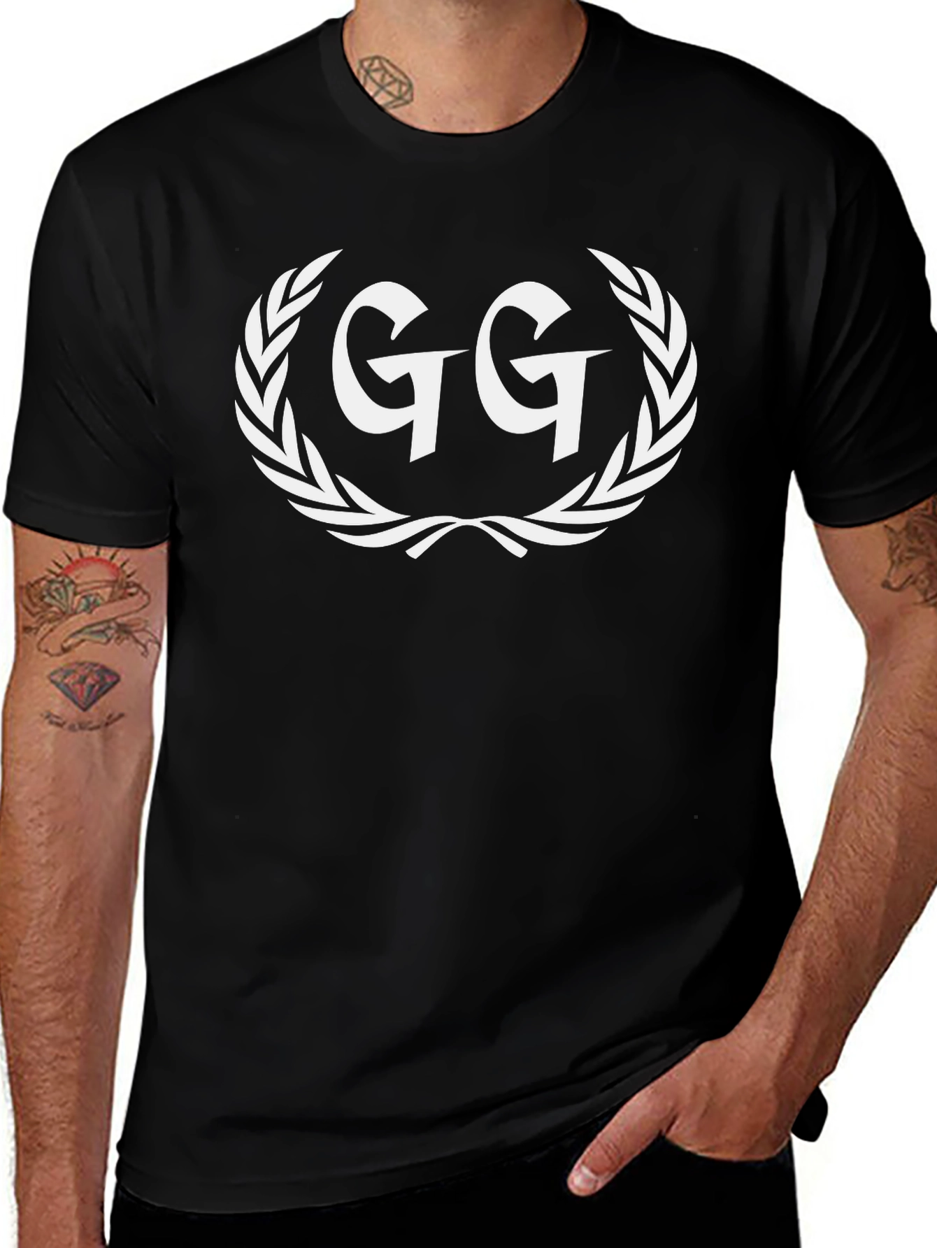 GG Laurel Wreath Graphic Tee - Black