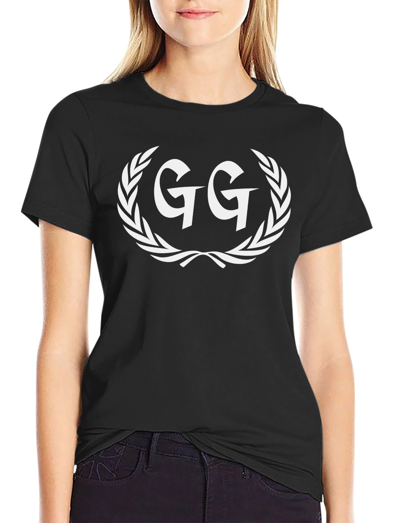 GG Laurel Wreath Graphic Tee - Black