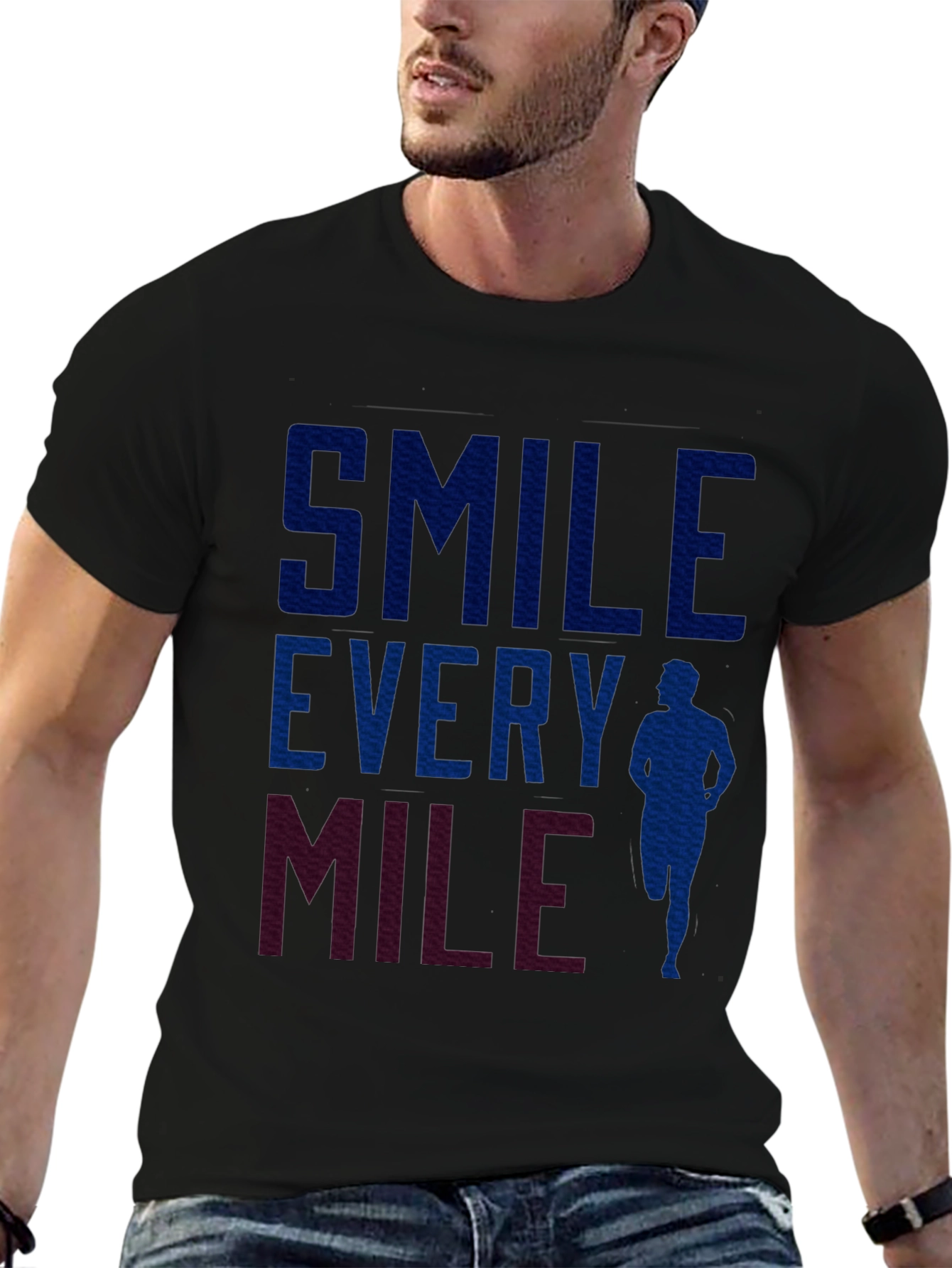 Smile Every Mile Runner T-Shirt - Black